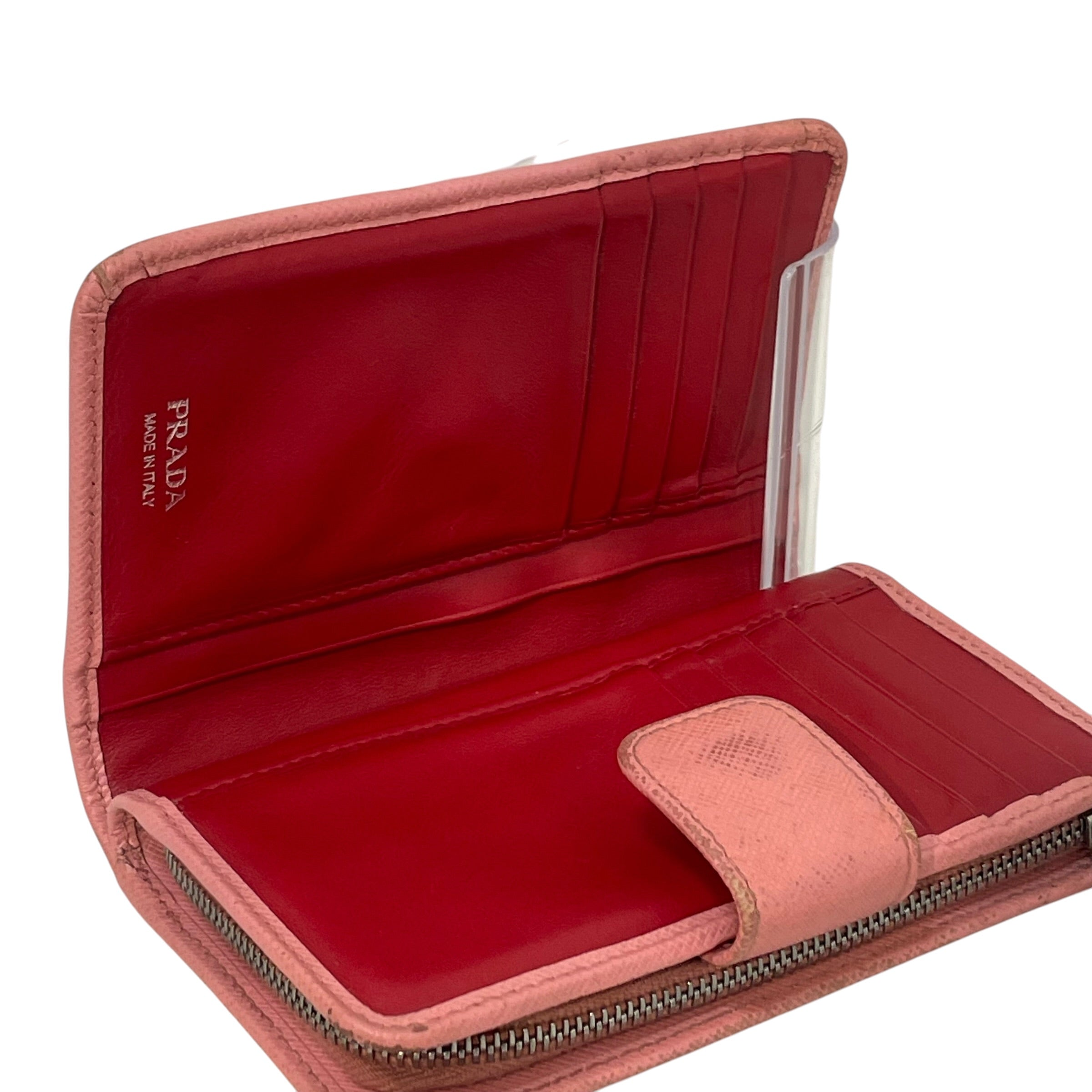 PRADA/Wallet/Leather/PNK/Saffiano Silver Hardware view 4
