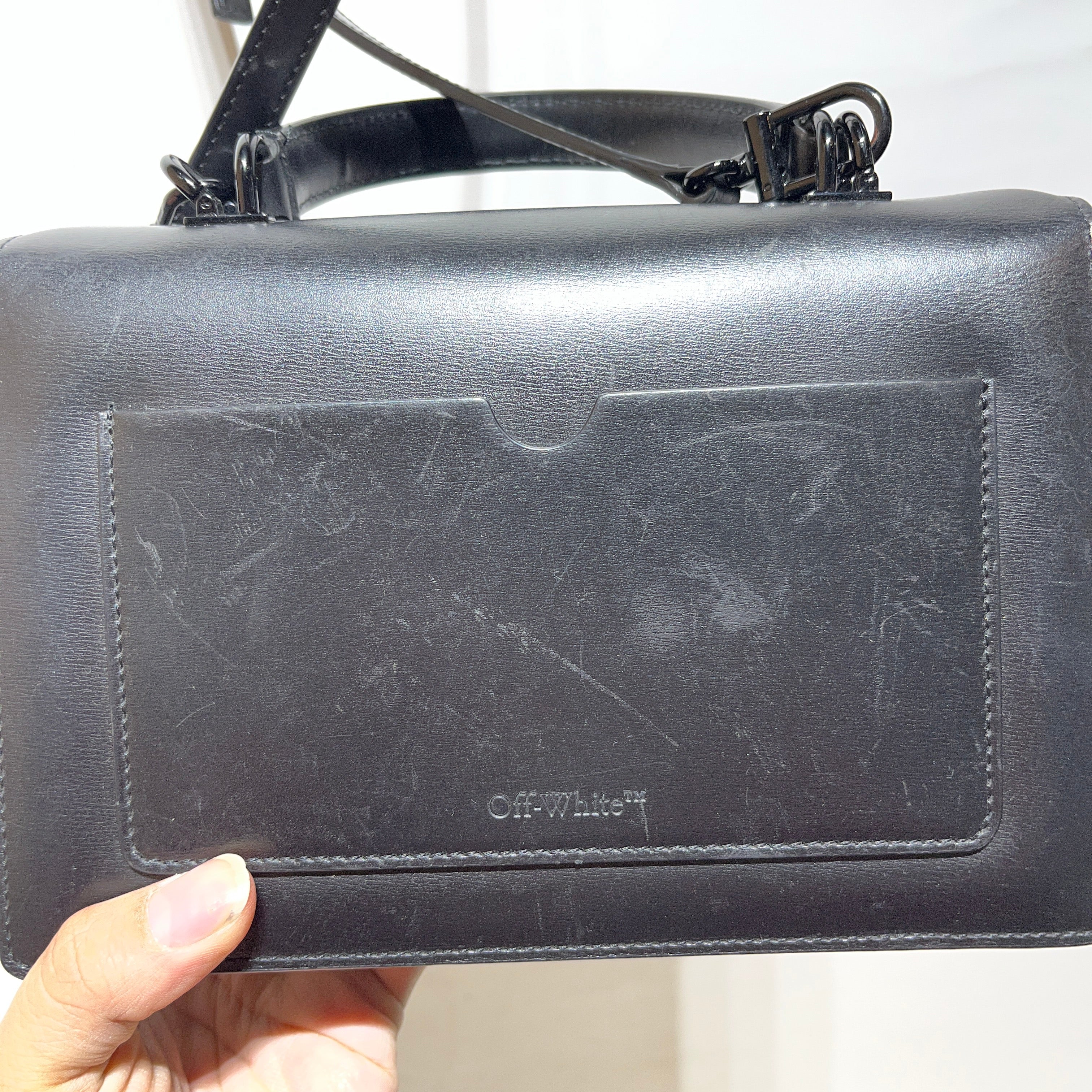 OFF-WHITE/Hand Bag/Leather/BLK/SLIGHT SCUFF/ cross body view 9