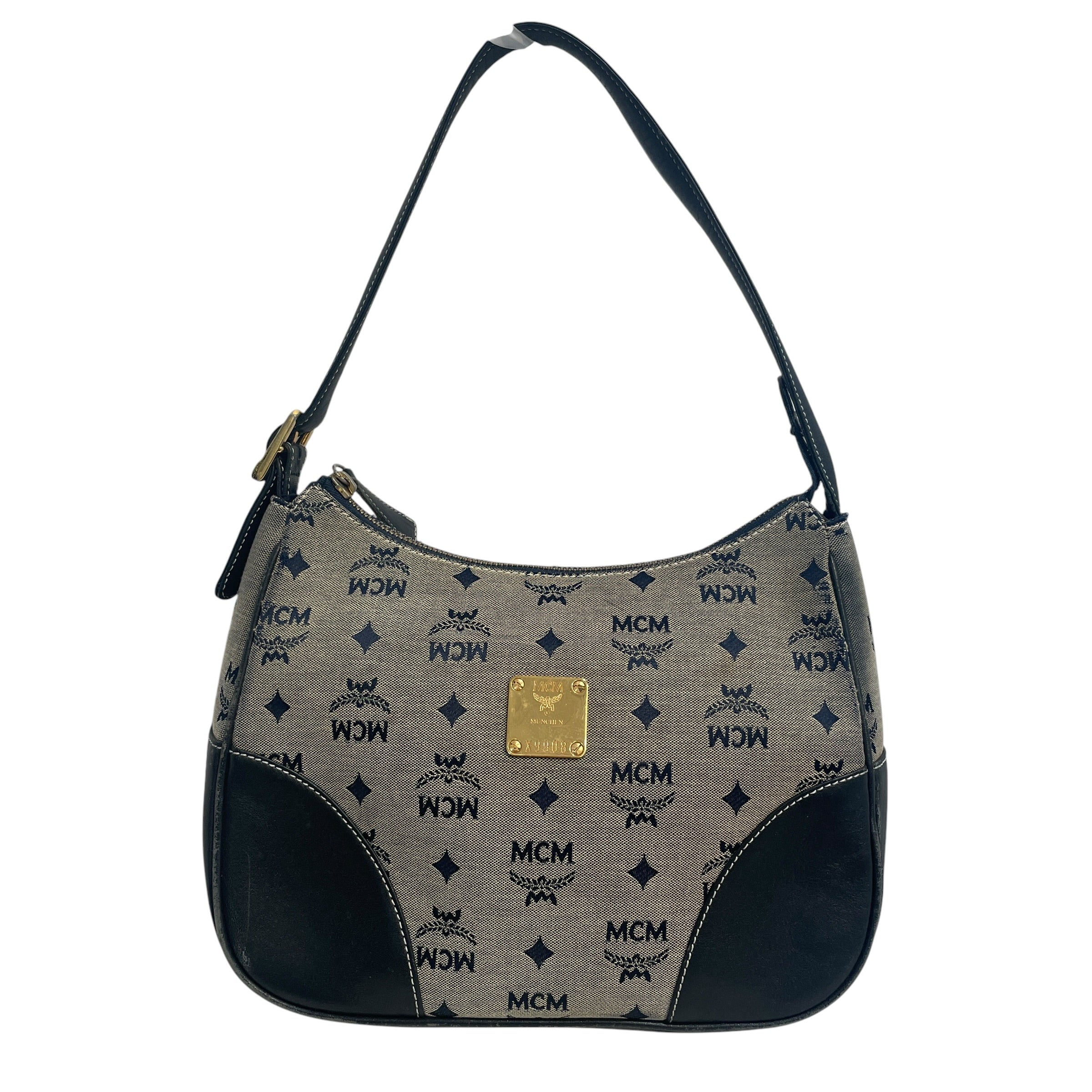 MCM/Bag/Monogram/Denim/NVY/Gold-Tone Denim Hobo Bag view 1