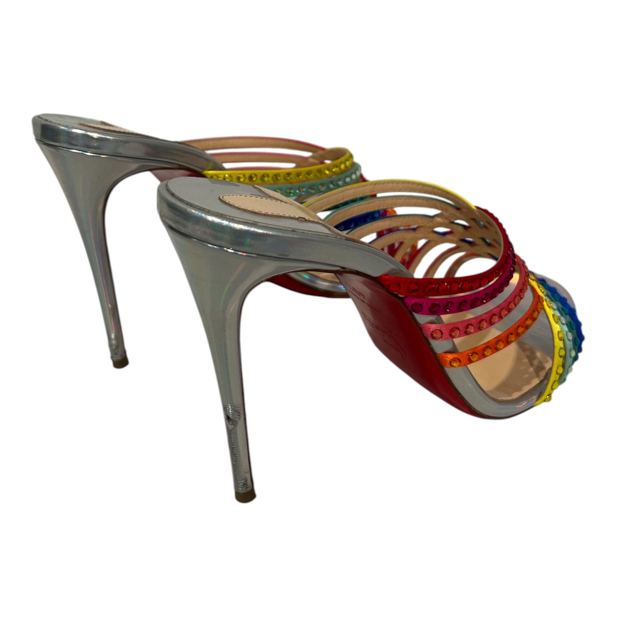 Christian Louboutin/Heels/EU 40.5/Leather/SLV/RAINBOW CRYSTALS view 2