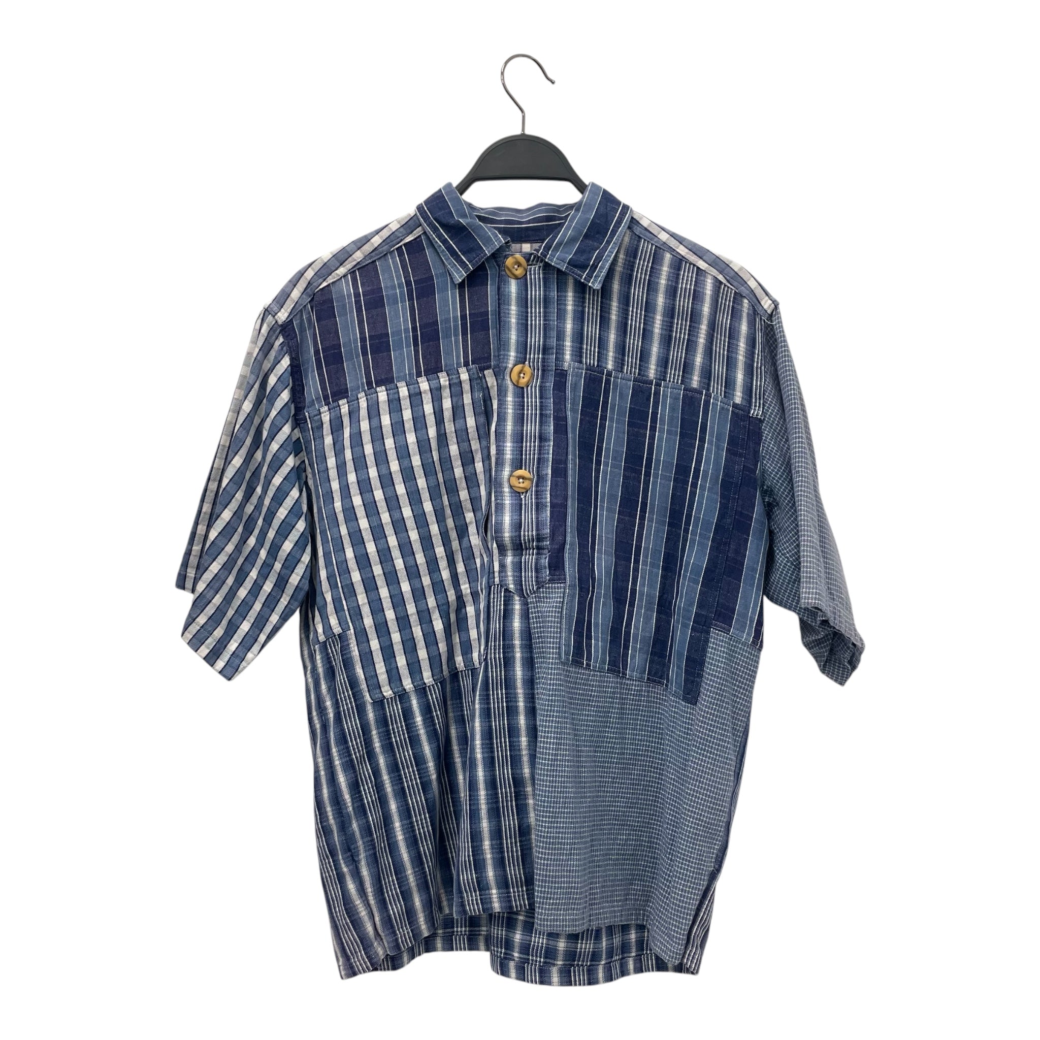 MARINE BEL WOOD/SS Shirt/M/Cotton/BLU/Plaid/ view 1