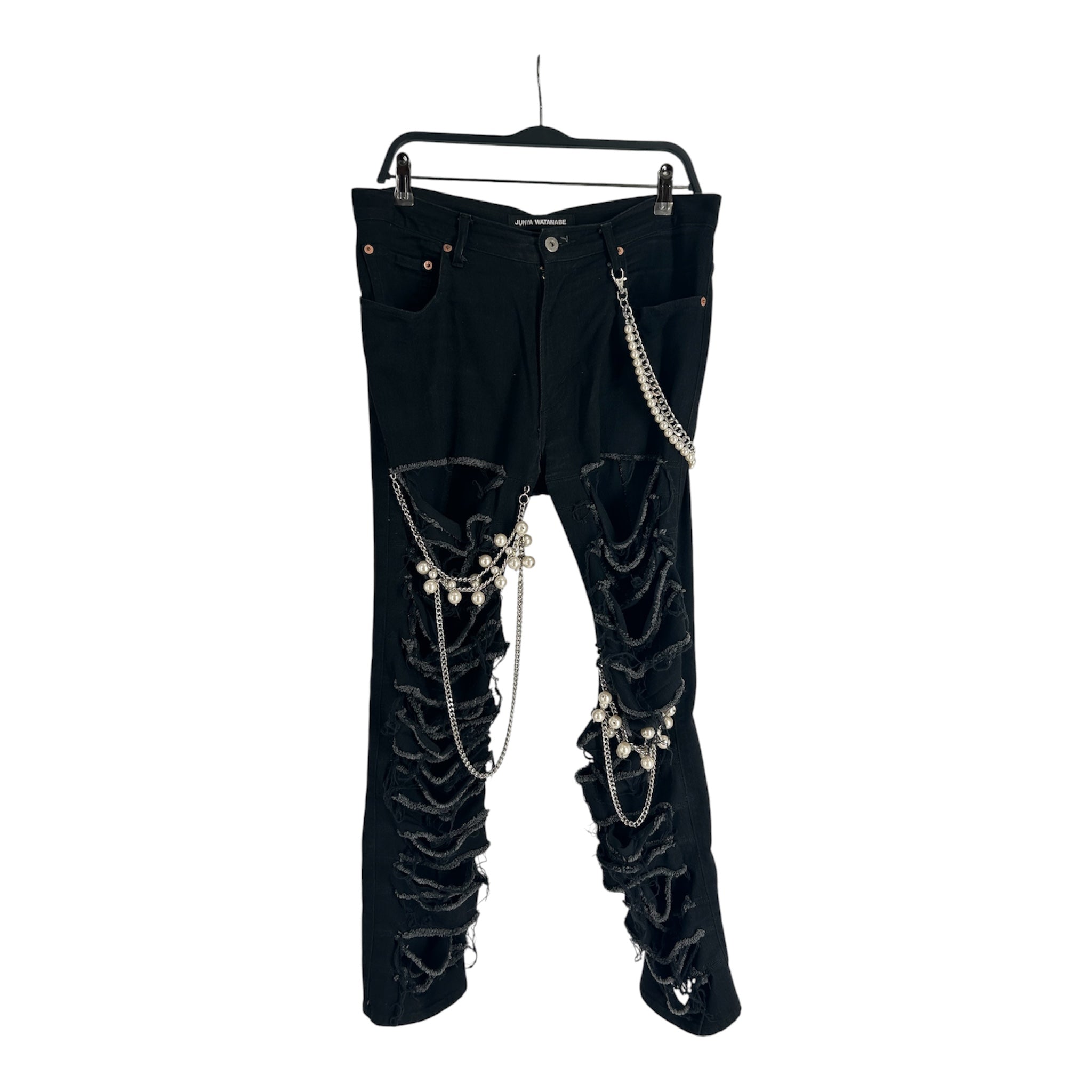 JUNYA WATANABE COMME des GARCONS/Skinny Pants/M/Cotton/BLK/DISTRESSED PEARL view 1