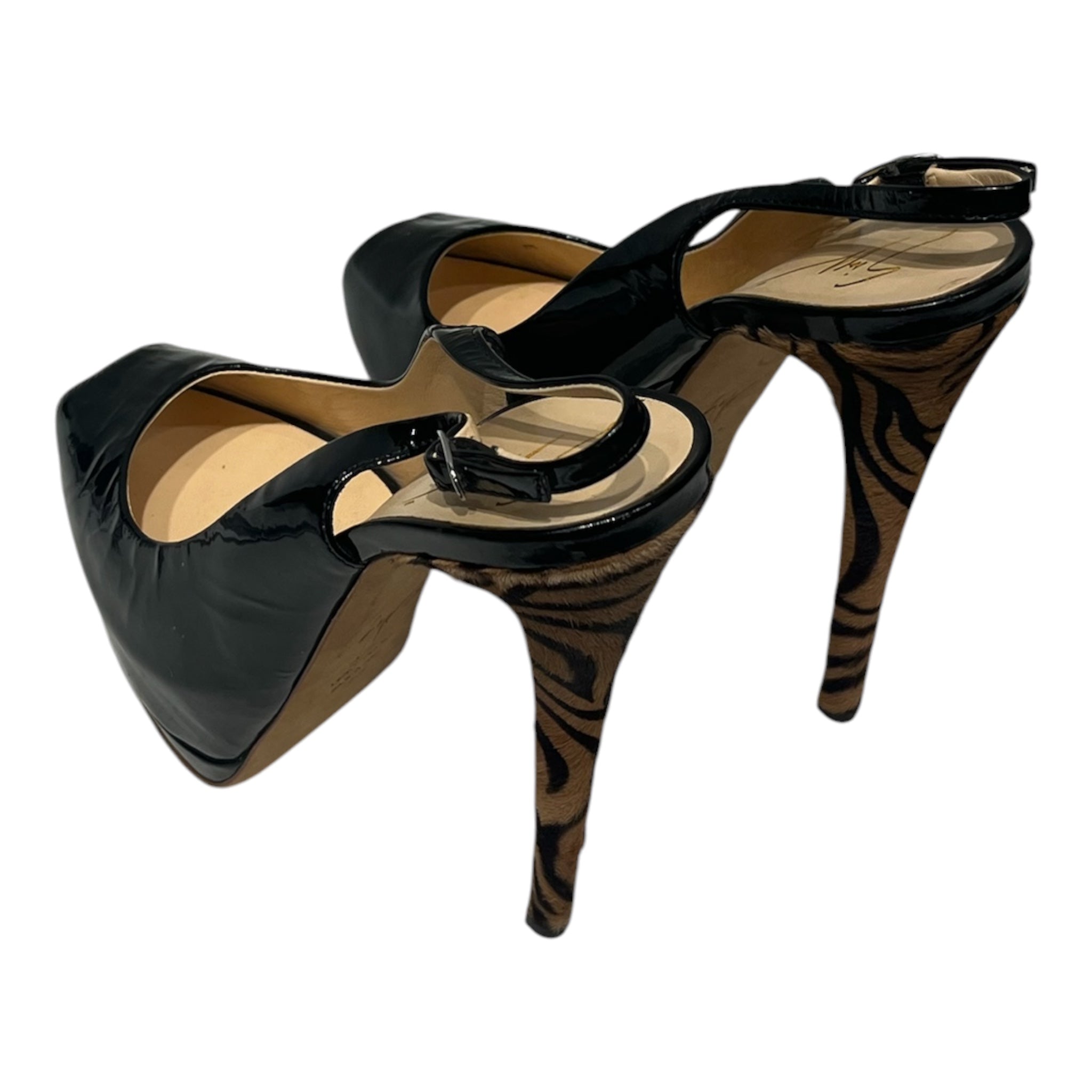 Giuseppe Zanotti/Heels/EU 38.5/Leather/BLK/ponyhair heel view 2