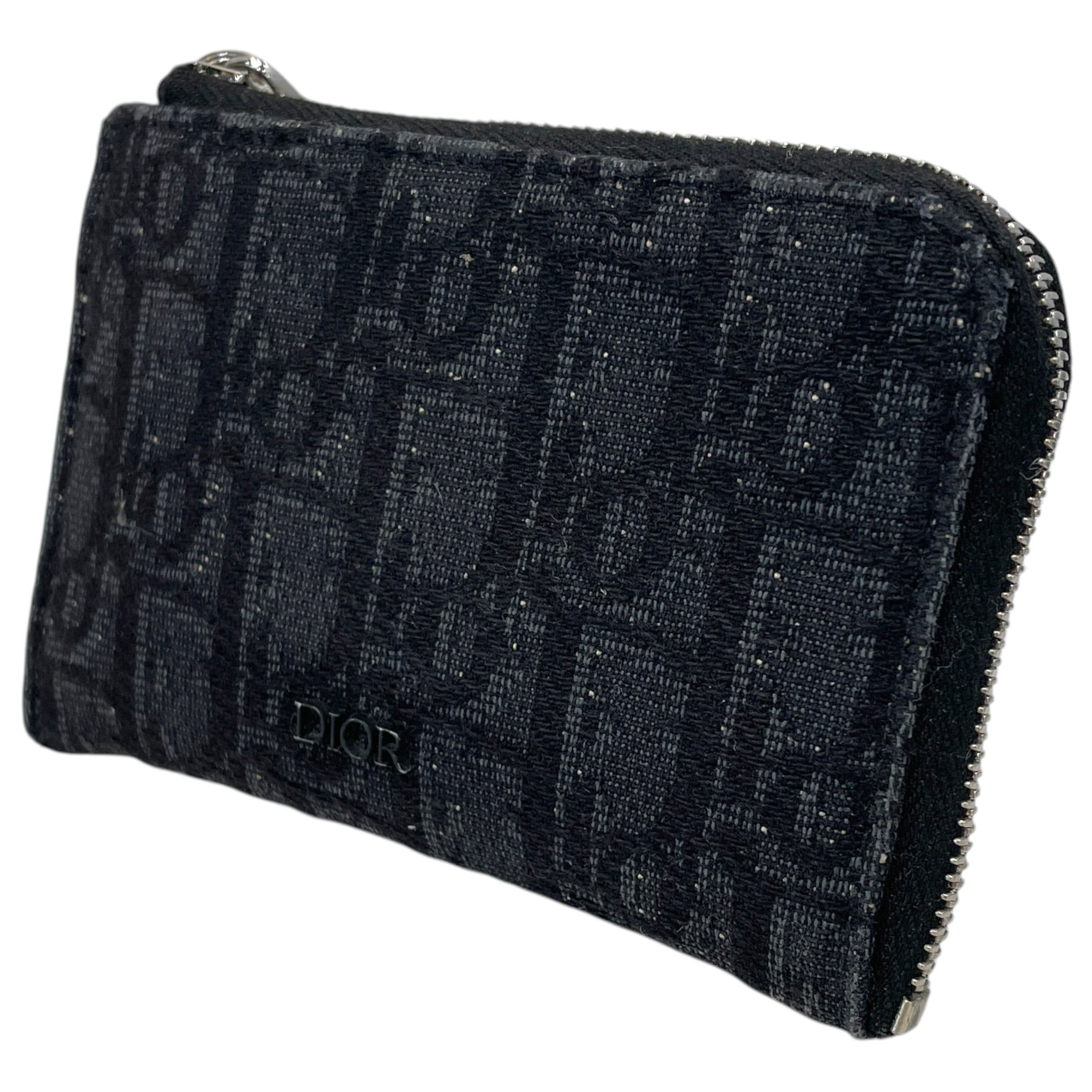Christian Dior/Coin Wallet/Monogram/Cotton/BLK/M's/Oblique Zipped Coin Purse view 1