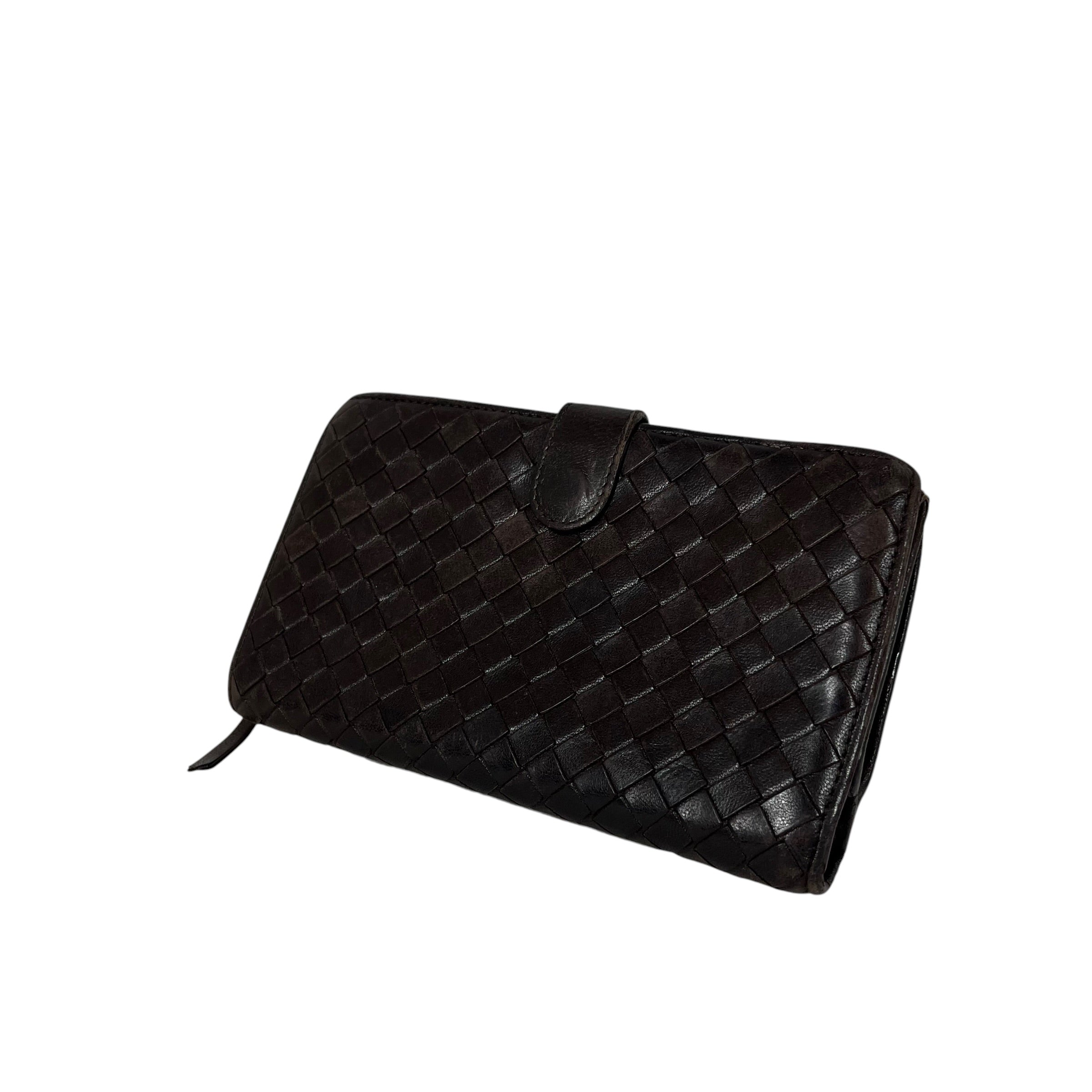 BOTTEGA VENETA/Long Wallet/Leather/BRW/Intrecciato w/ Snap Closure view 1