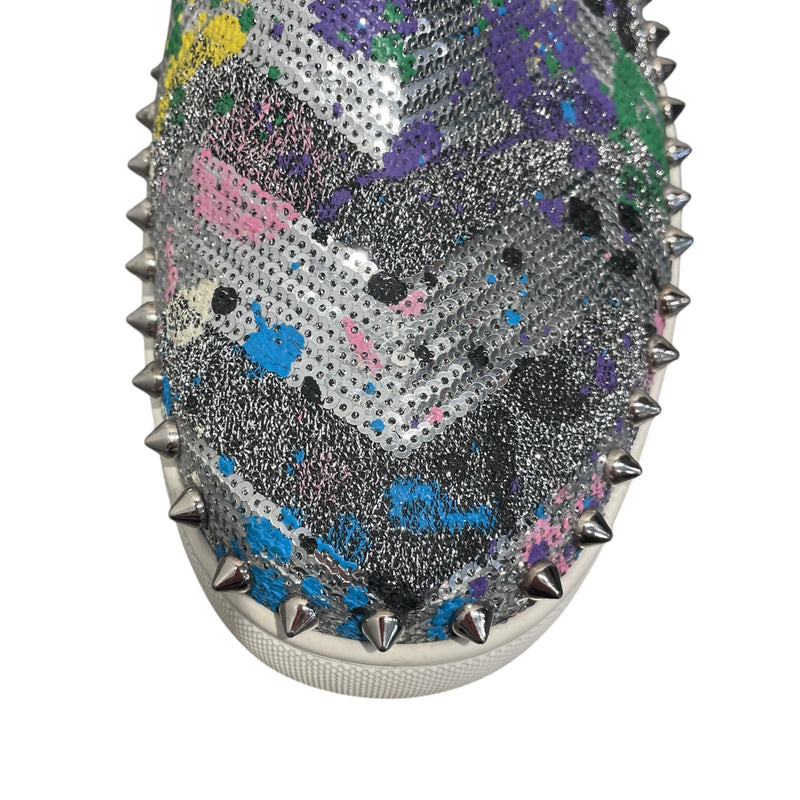 Christian Louboutin/Dress Shoes/US 9/All Over Print/Leather/MLT/STUDDED SEQUIN METALLIC