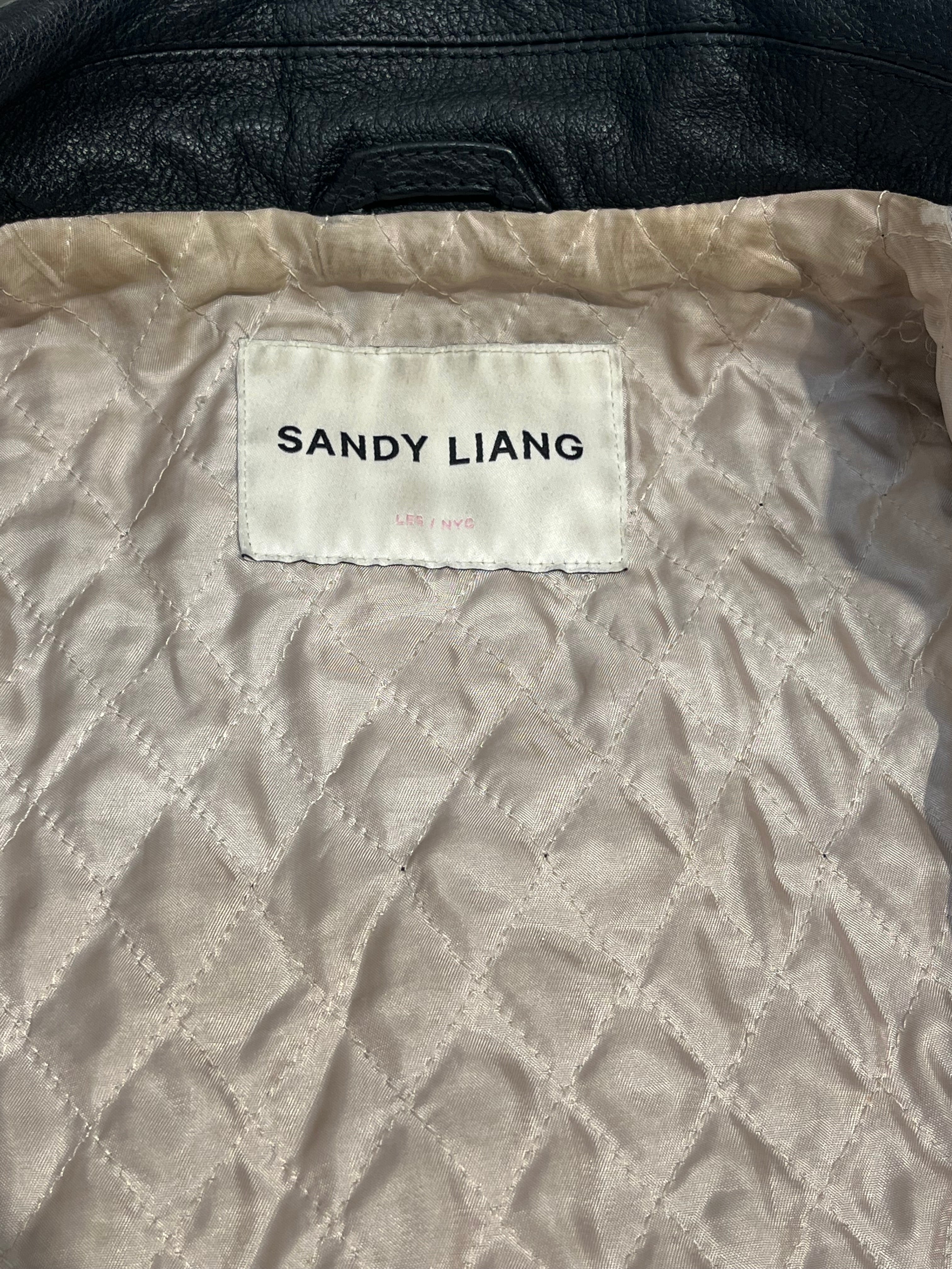 Sandy Liang/Leather Jkt/38/Leather/BLK/FUR SLEEVE PIERCED BIKER JKT view 4