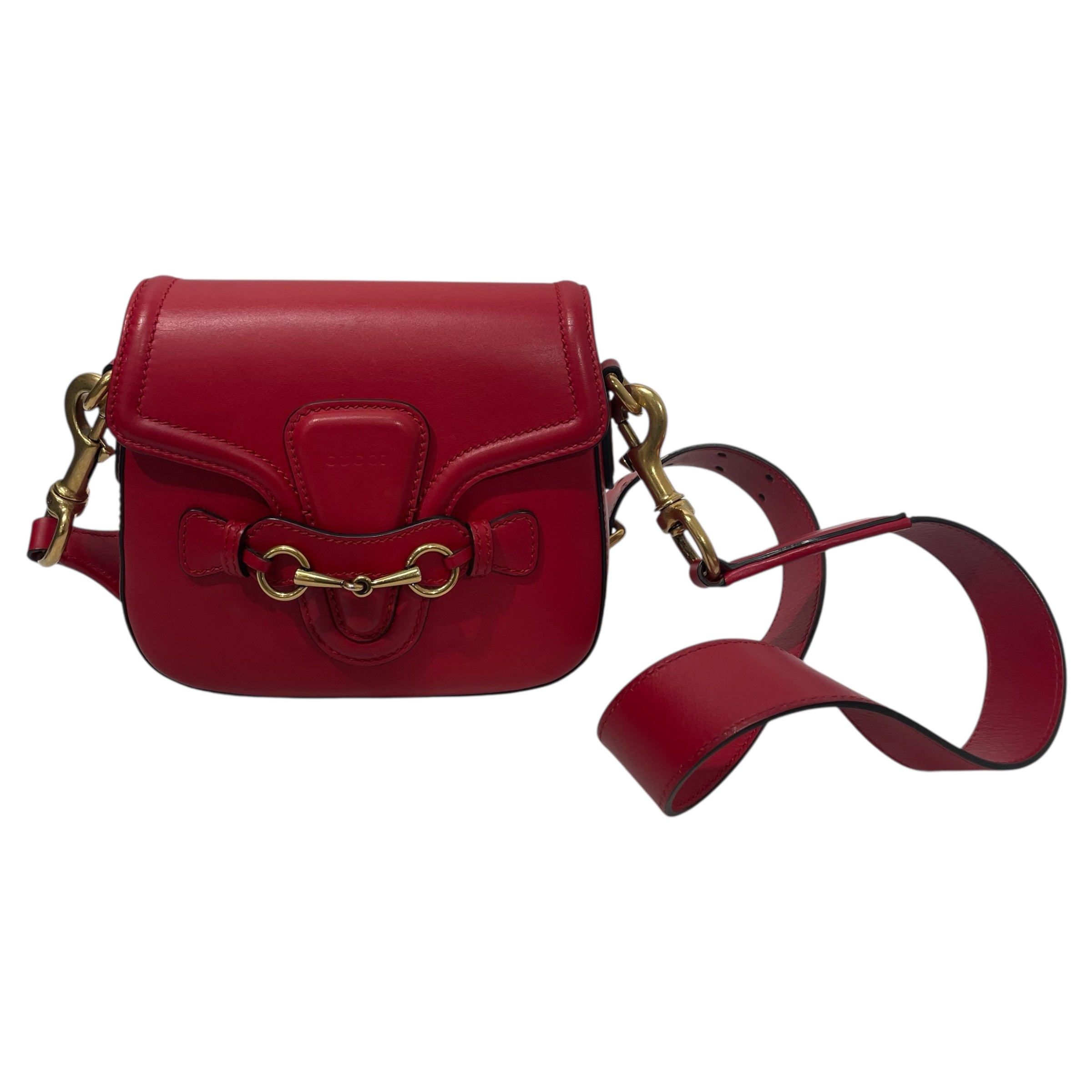 GUCCI/Cross Body Bag/M/Leather/RED/GUCCI LADY WEB HORSEBIT view 2