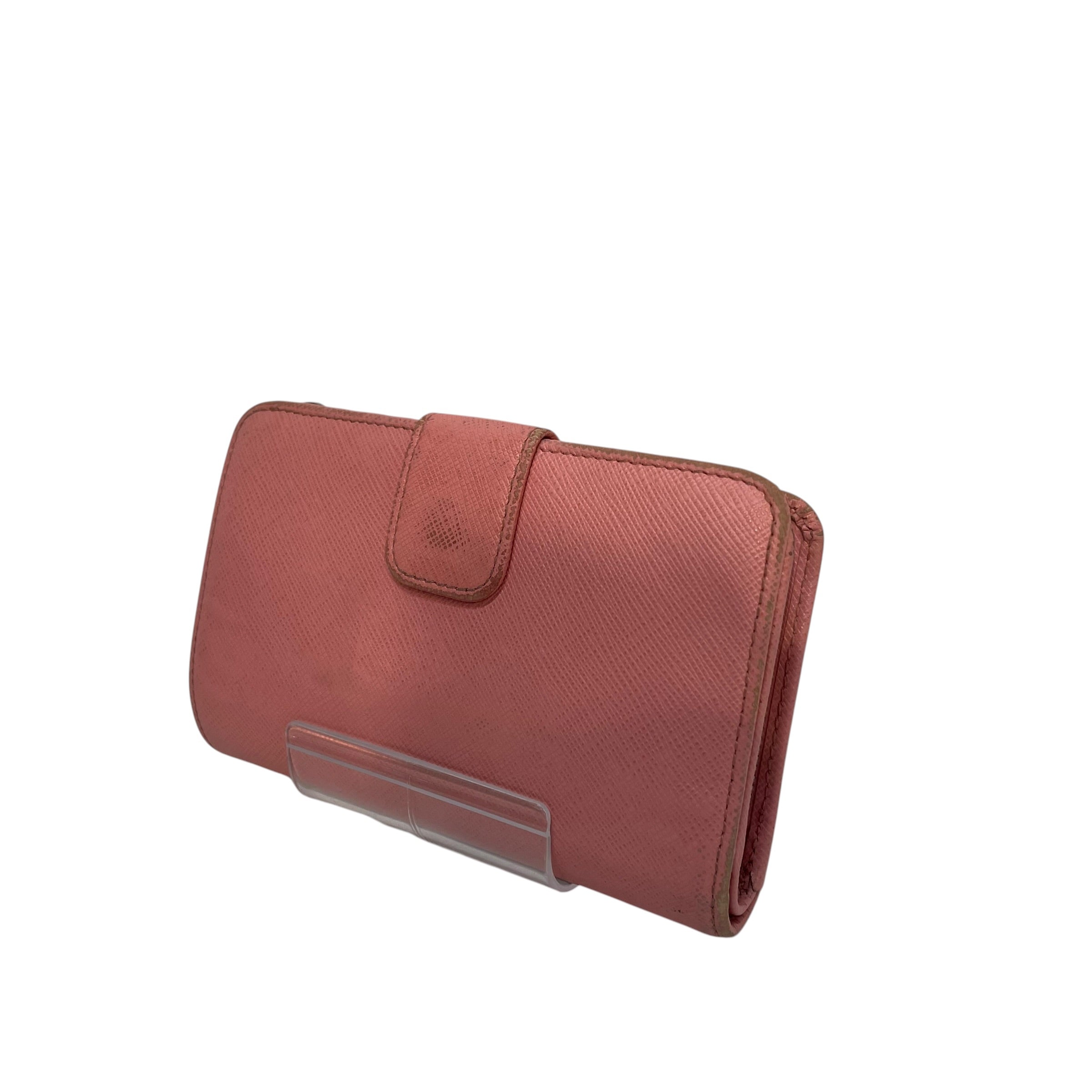 PRADA/Wallet/Leather/PNK/Saffiano Silver Hardware view 2