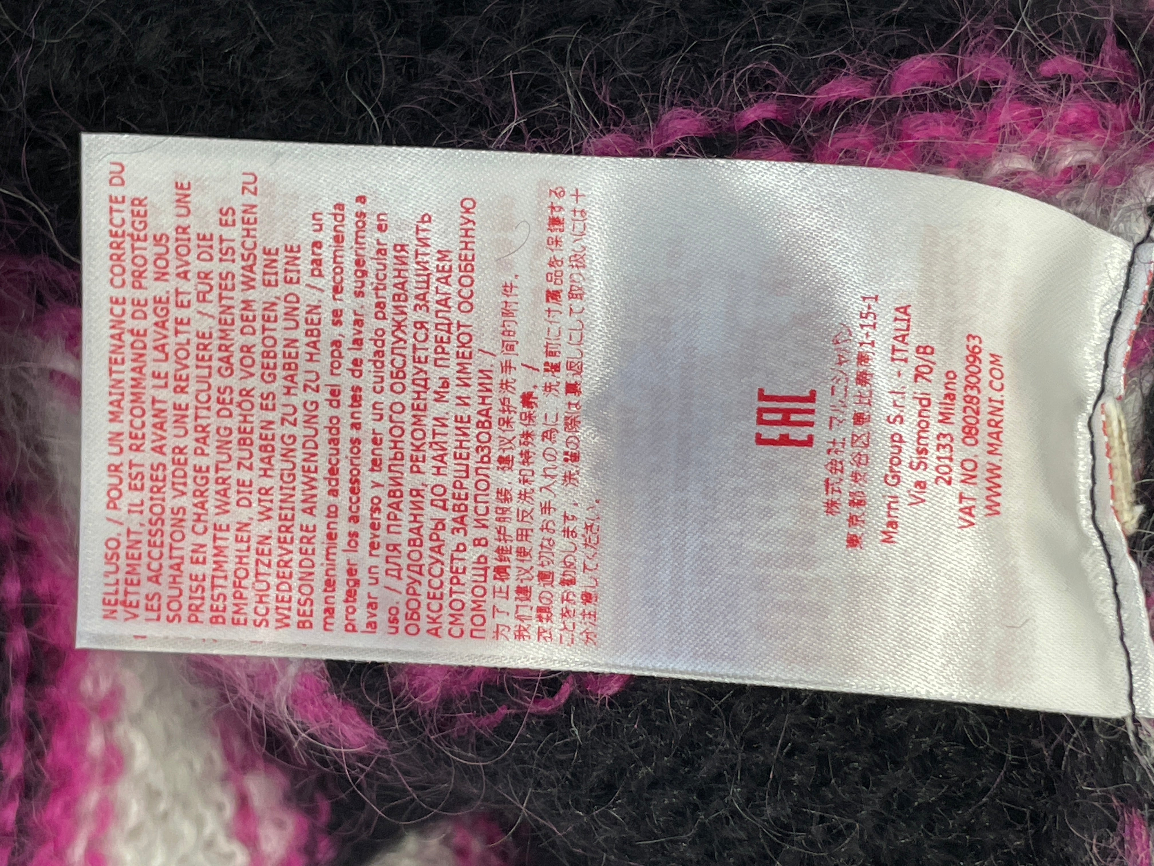 MARNI/Hoodie/44/Stripe/Mohair/BLK/pink white stripes view 5