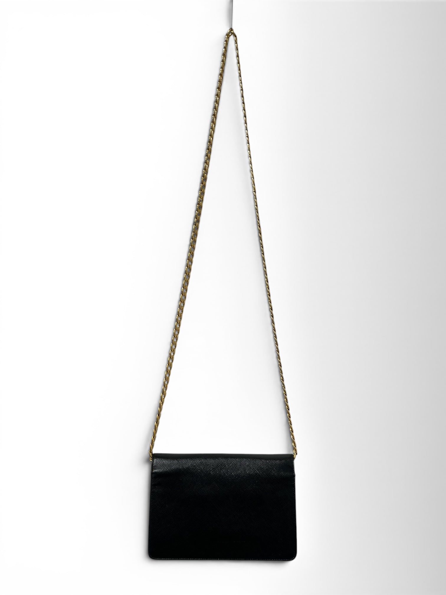 PRADA/Cross Body Bag/Leather/BLK/GLD FRON LOGO RED LINER BAG view 2