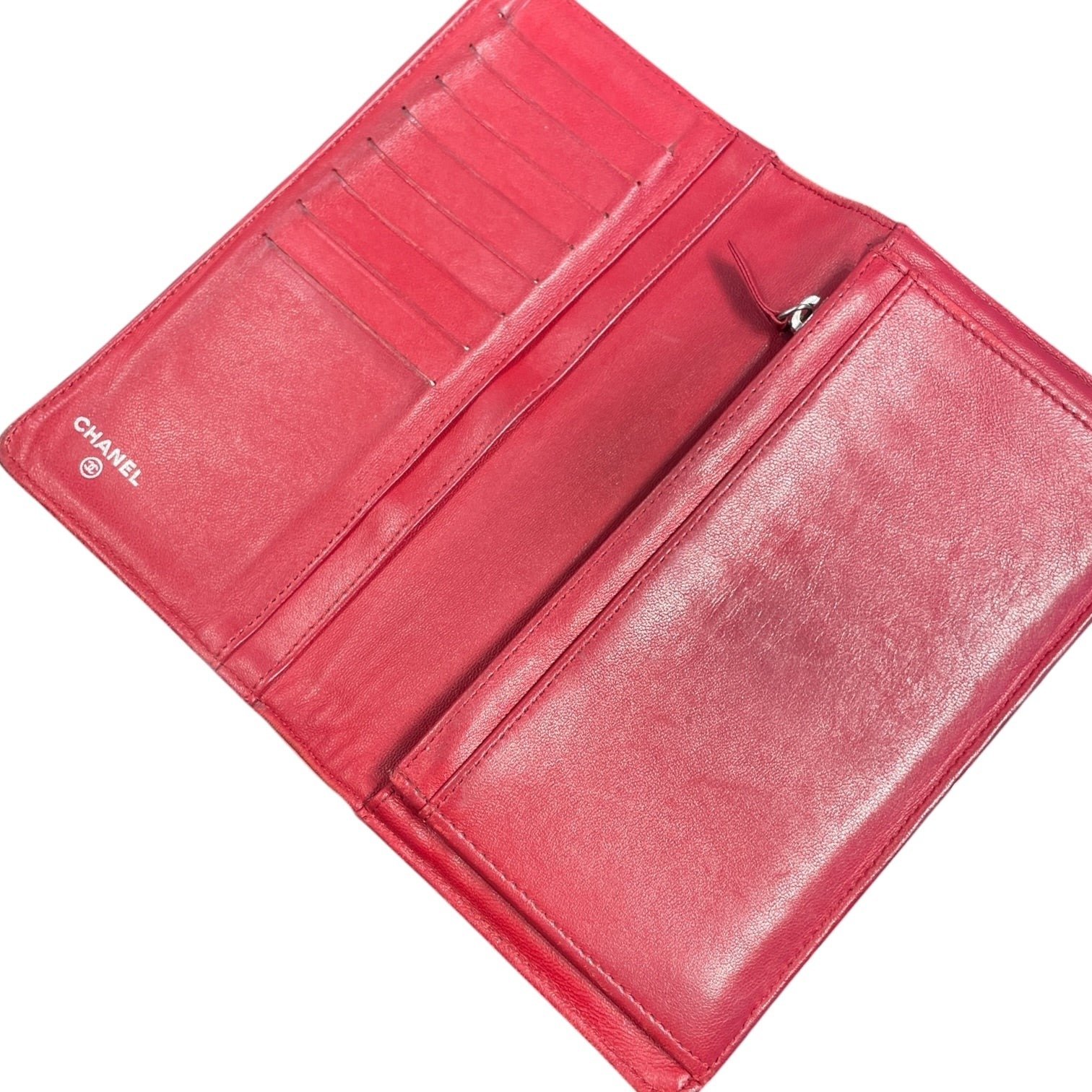 CHANEL/Wallet/Floral Pattern/Leather/BRD/Camellia AS IS view 4