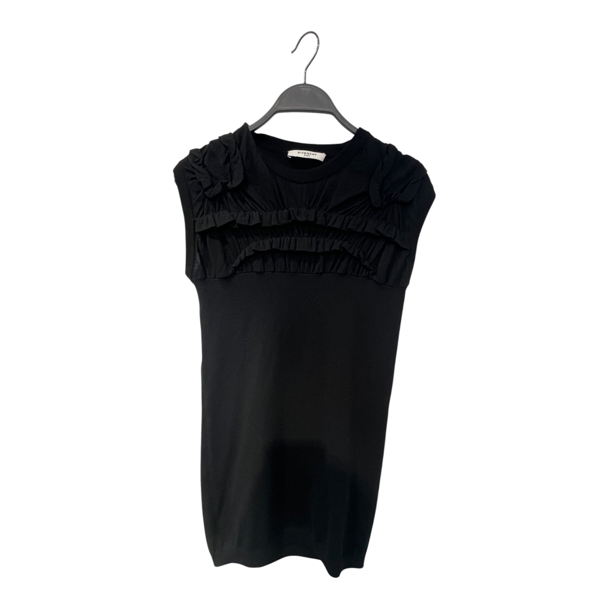 GIVENCHY/Sweater/S/Wool/BLK/SLEEVELESS RUFFLE KNIT view 1