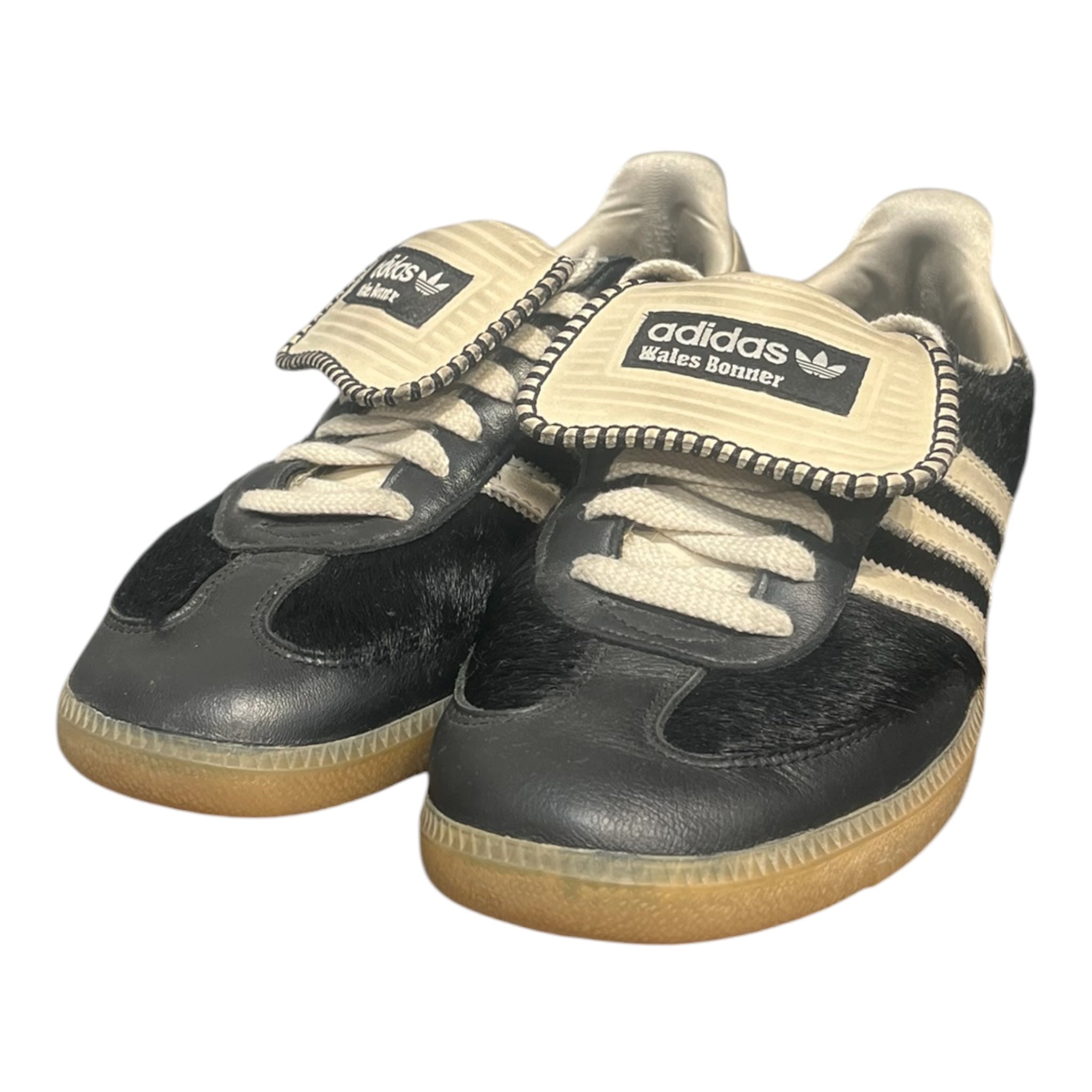 WALES BONNER/adidas/Low-Sneakers/US 9.5/Leather/BLK/PONY HAIR view 1