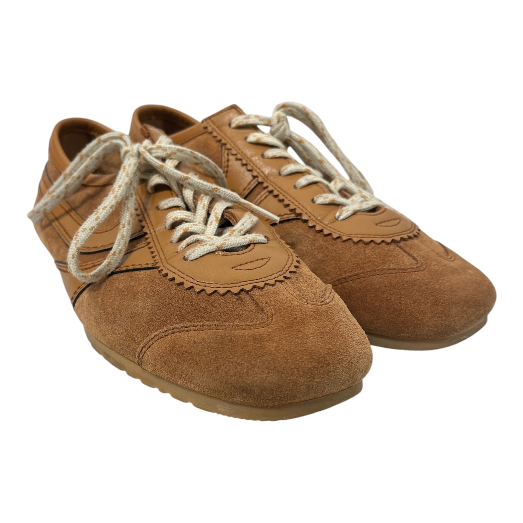 DRIES VAN NOTEN/Low-Sneakers/Suede/BRW/leather trim lace up sneakers view 2