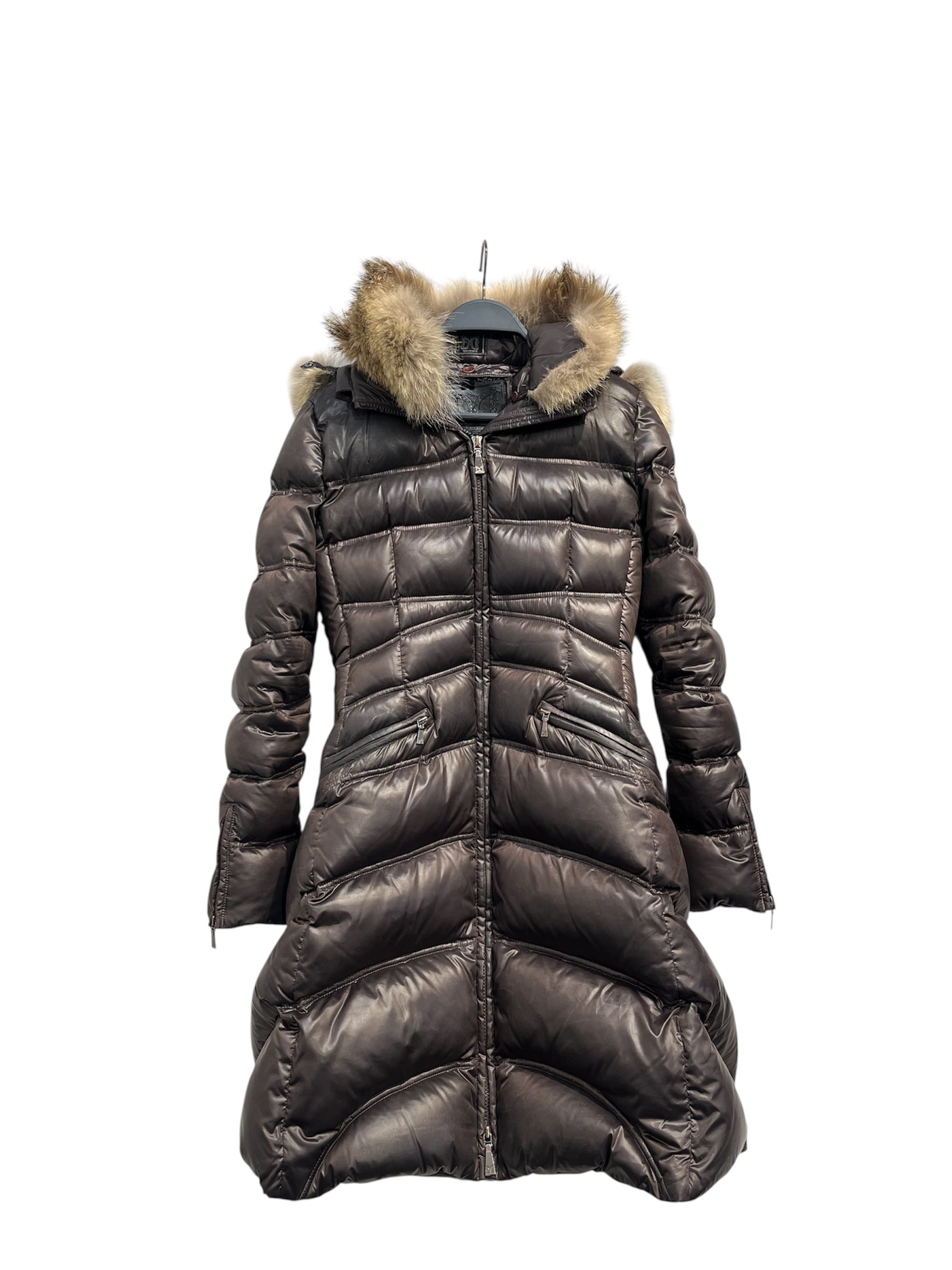 dawn levy/Puffer Coat/M/BRW/down side strapsv fur collar view 1