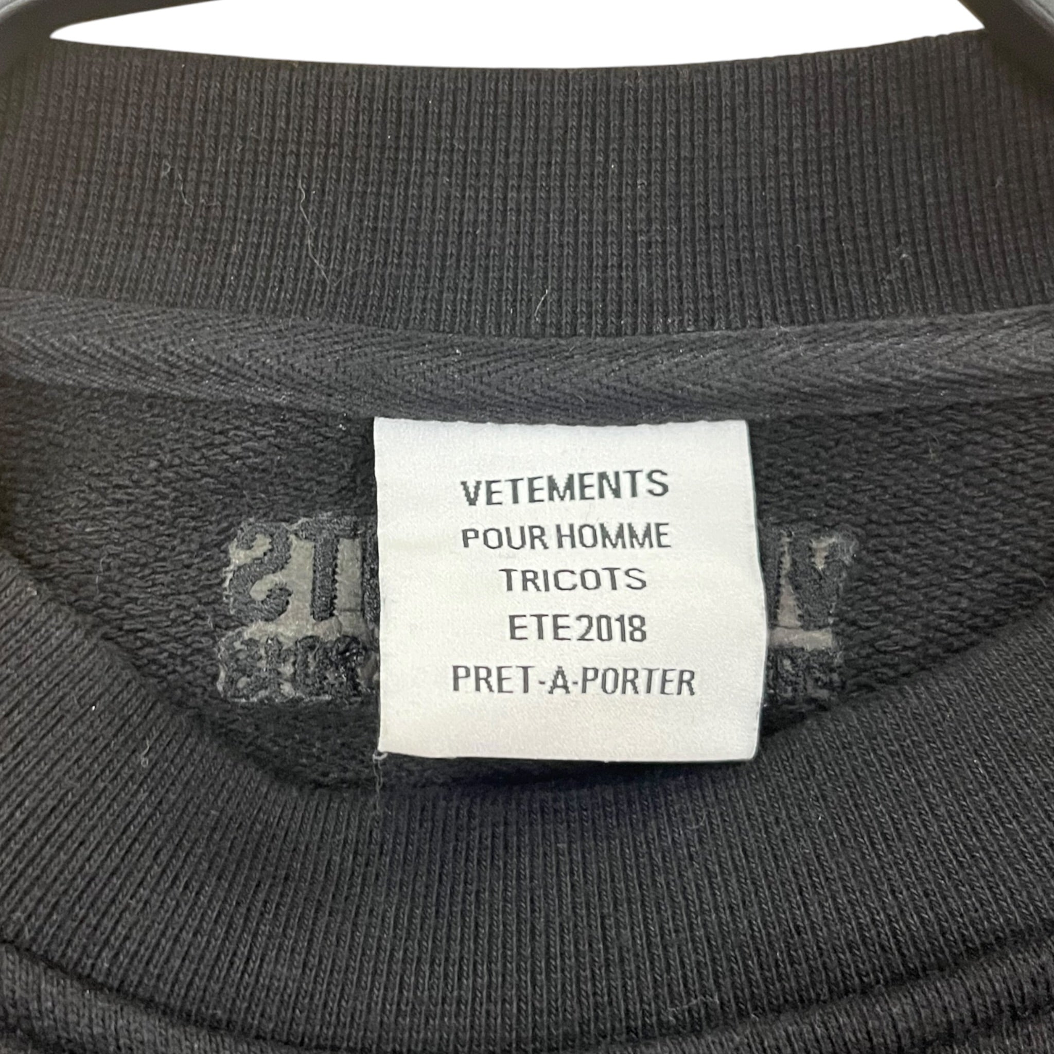 VETEMENTS/Sweatshirt/XS/Cotton/BLK/Oversize/Wash Tag Crewneck view 3