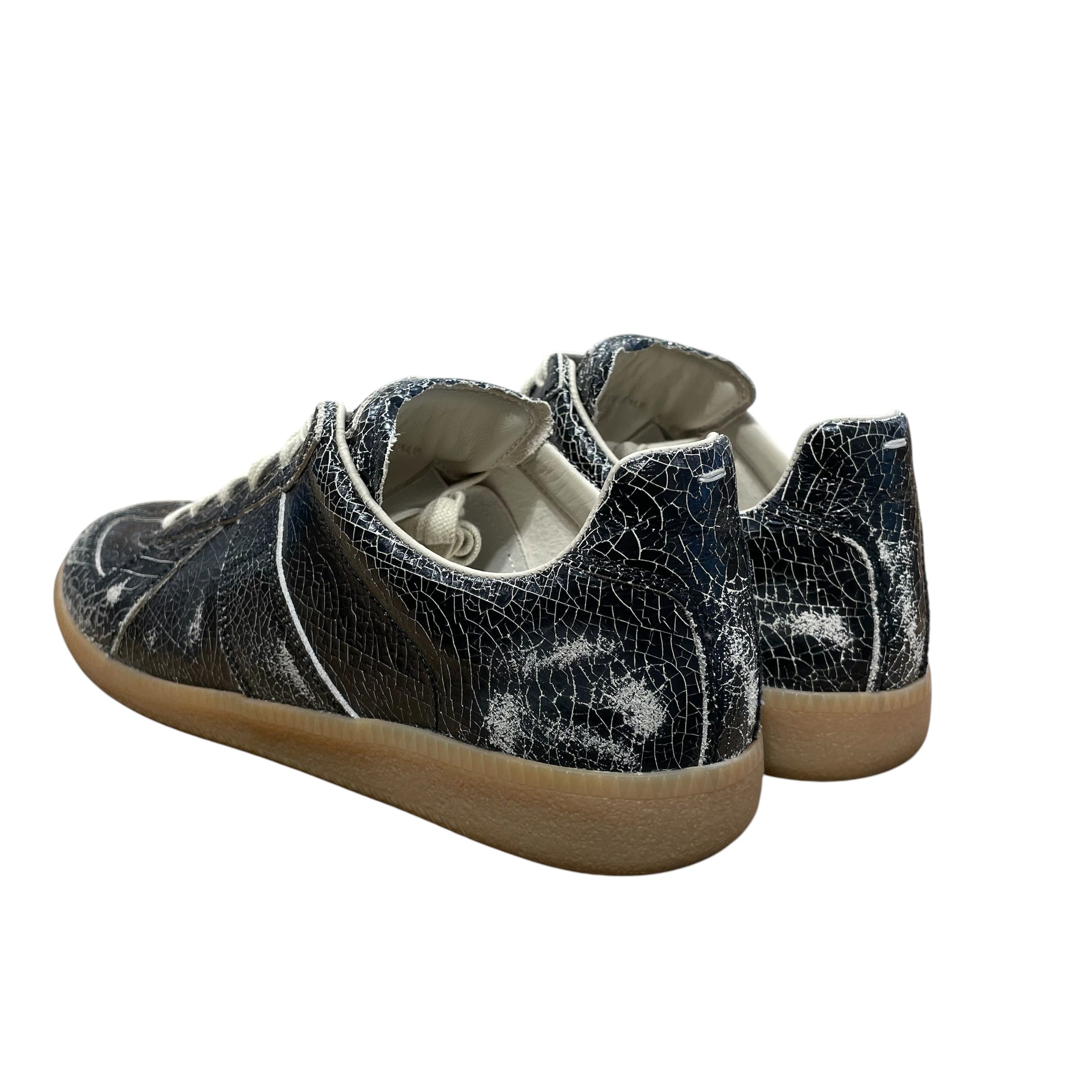 Maison Margiela/Low-Sneakers/EU 41/All Over Print/Leather/BLK/REPLICA CRACKED LEATHER view 2