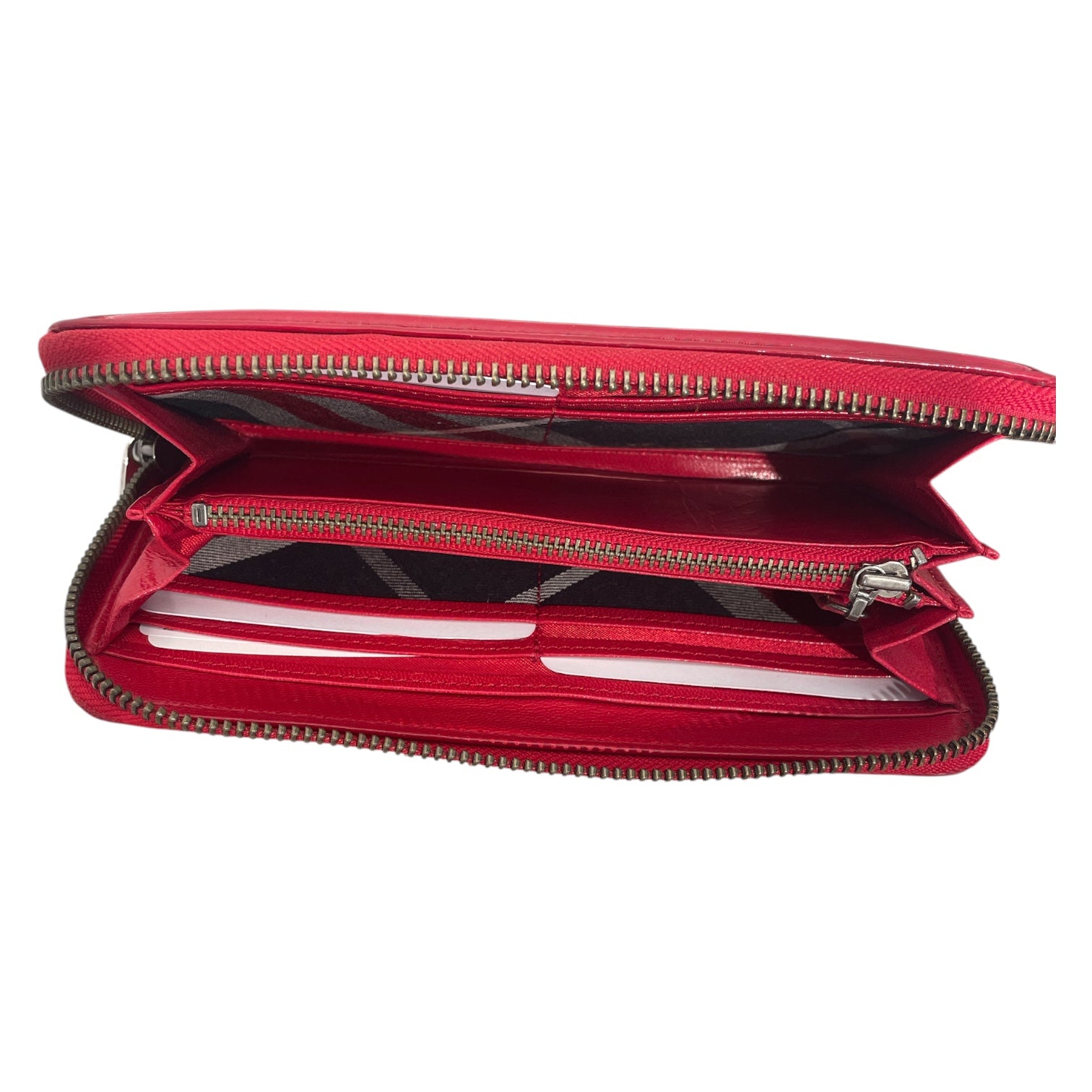 BURBERRY BLUE LABEL/Wallet/RED/L's/Patent Leather Silv Zip view 2