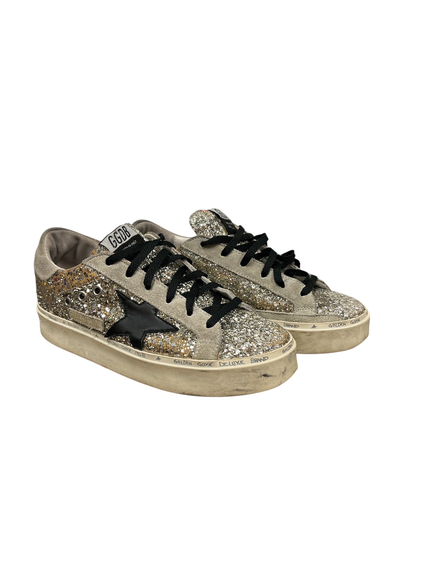 GOLDEN GOOSE/Low-Sneakers/US 7/Glitter/Suede/SLV/Ankle Strap/HI-STAR GLITTER view 1