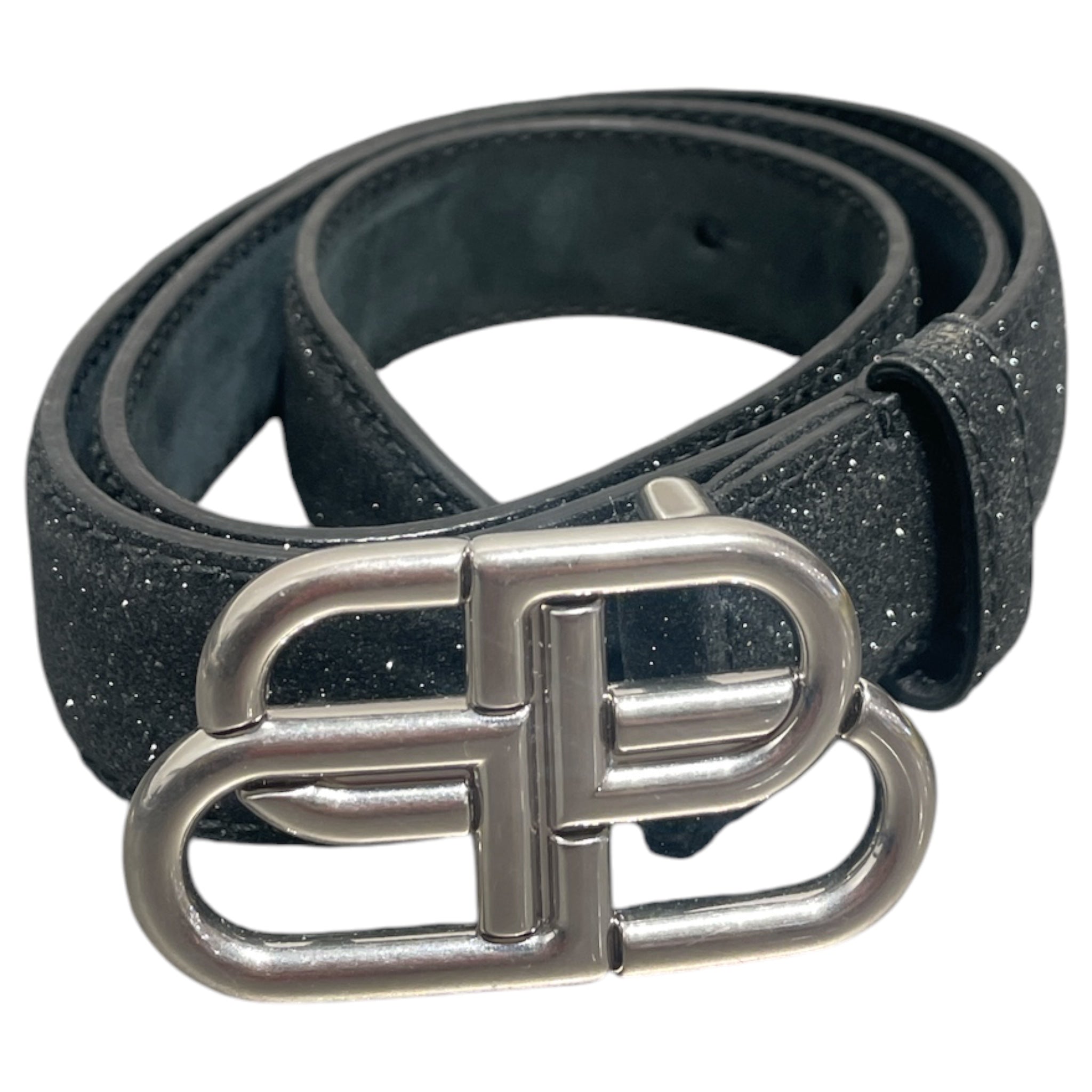 BALENCIAGA/Belt/Glitter/BLK/BB logo view 1