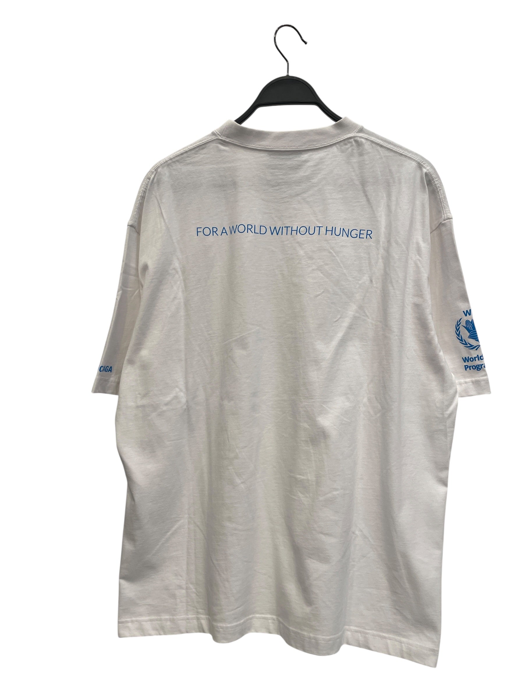 BALENCIAGA/T-Shirt/L/Cotton/WHT/Graphic/WORLD FOOD PROGRAM , BLU view 2