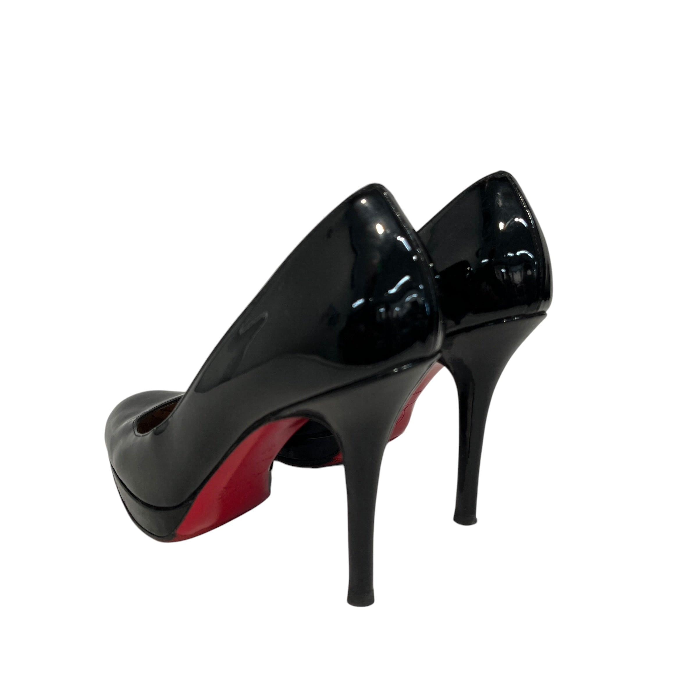 Christian Louboutin/Heels/EU 37/Leather/BLK/Patent leather bianca pumps view 2