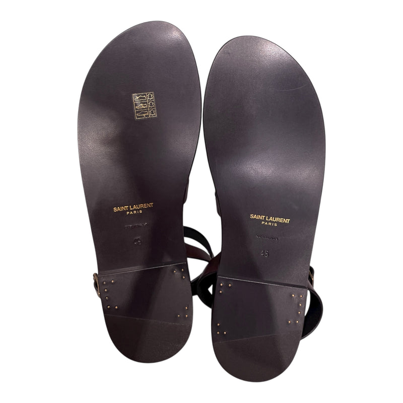 SAINT LAURENT/Sandals/EU 45/Leather/BRW/WOODEN SOLE LEATHER SANDAL