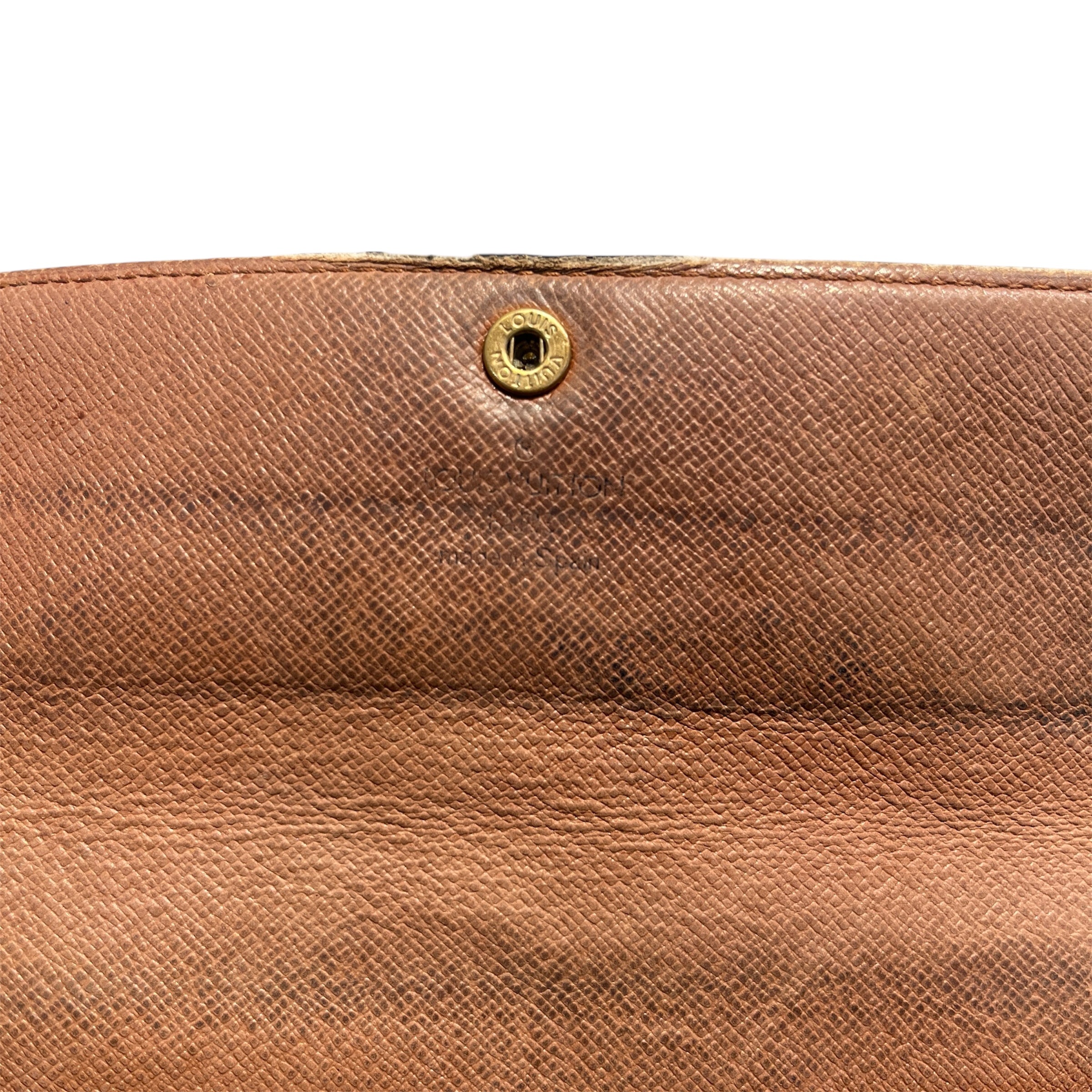 LOUIS VUITTON/Long Wallet/Monogram/Leather/BRW/GOLD BUTTON ON FRONT view 3