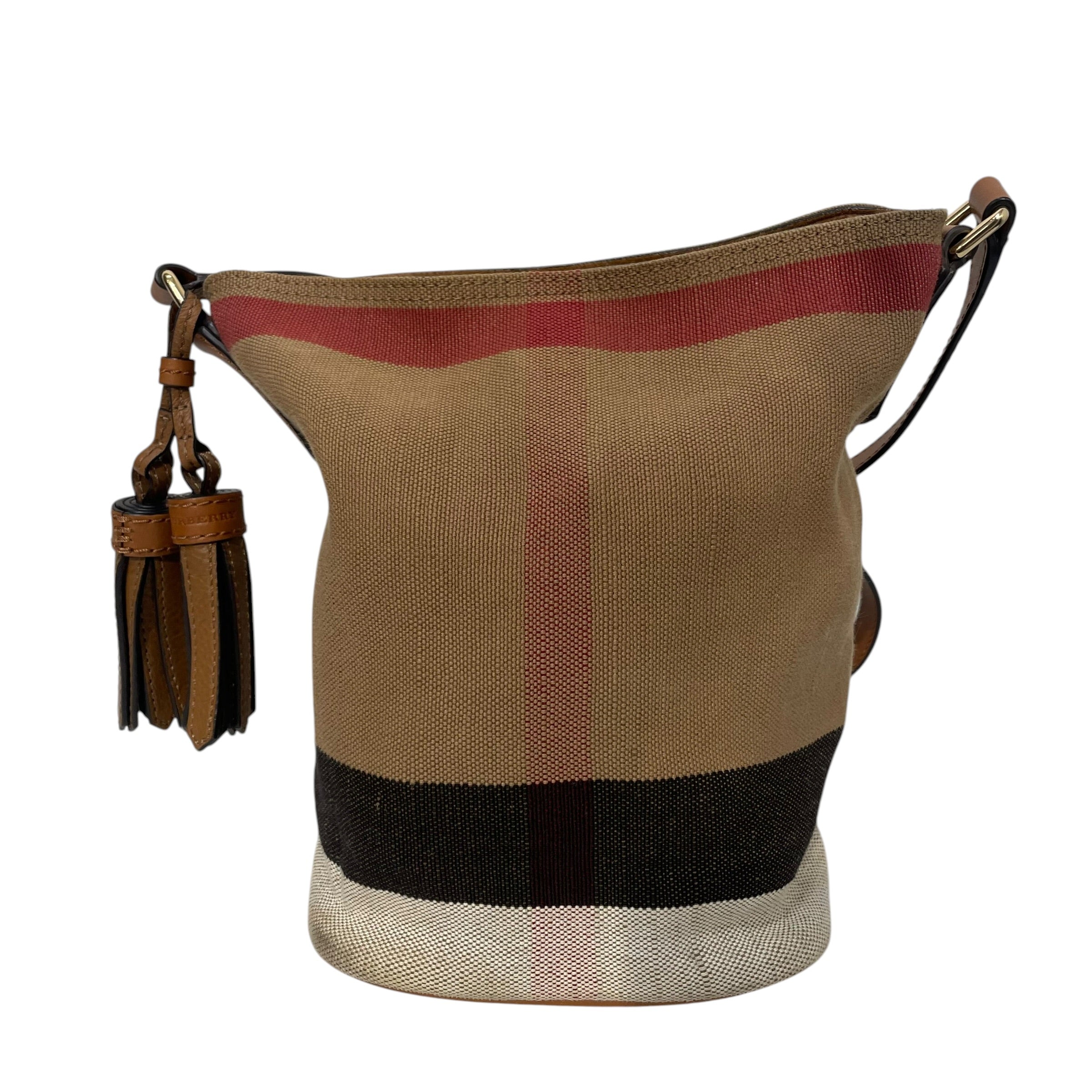 BURBERRY/Cross Body Bag/Plaid/Cotton/BRW/MINI ASHBY CHECK BUCKET BAG view 1