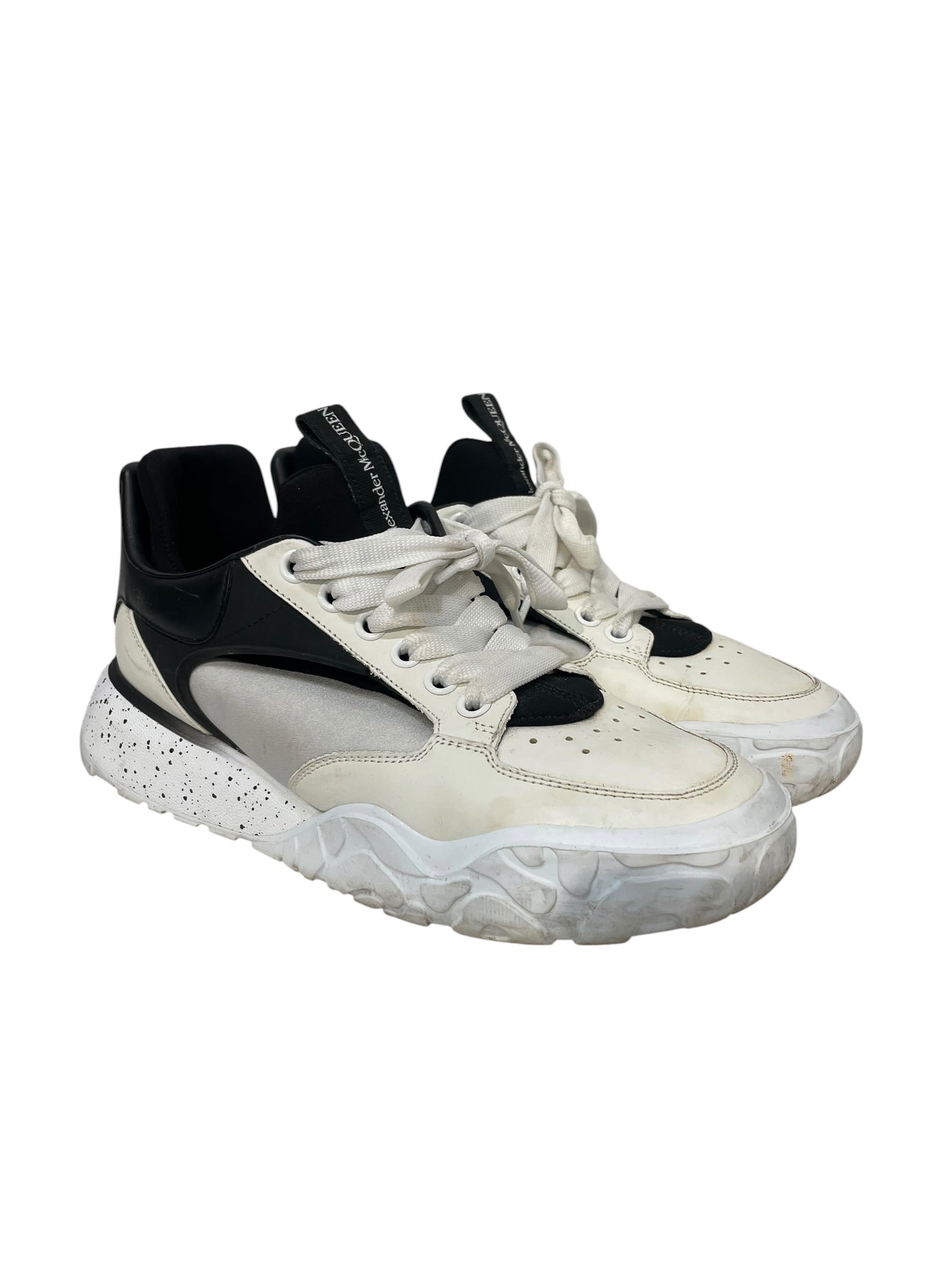 Alexander McQueen/Low-Sneakers/EU 42/Leather/WHT/court trainers black details view 1