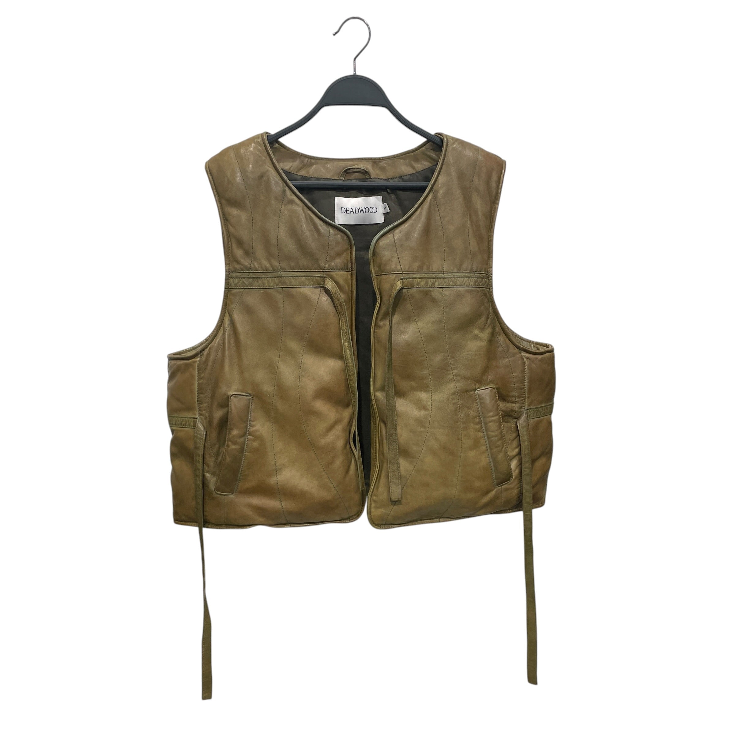DEADWOOD/Vest/38/Leather/GRN/LAMBSKIN CROPPED VEST view 1