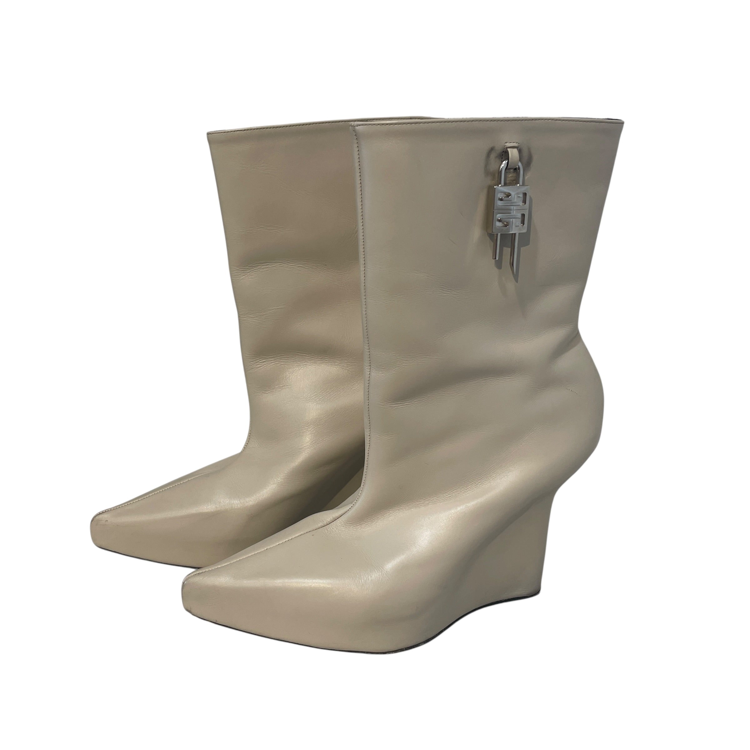 GIVENCHY/Booties/EU 38.5/Leather/IVR/G Lock Wedge Boot view 1