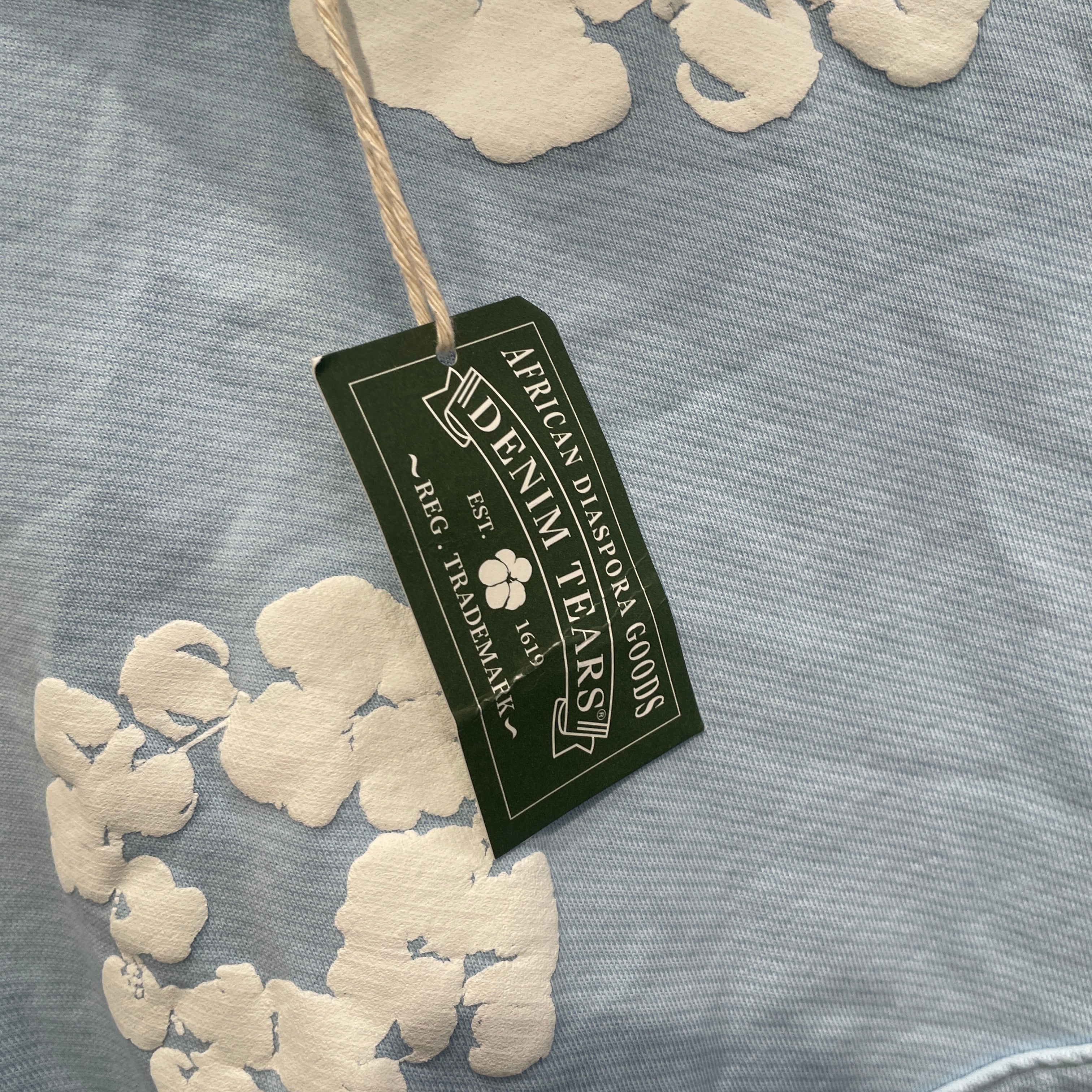 DENIM TEARS/Hoodie/S/Cotton/BLU/DENIM T BBY BLU WHT PRNT 2 view 5