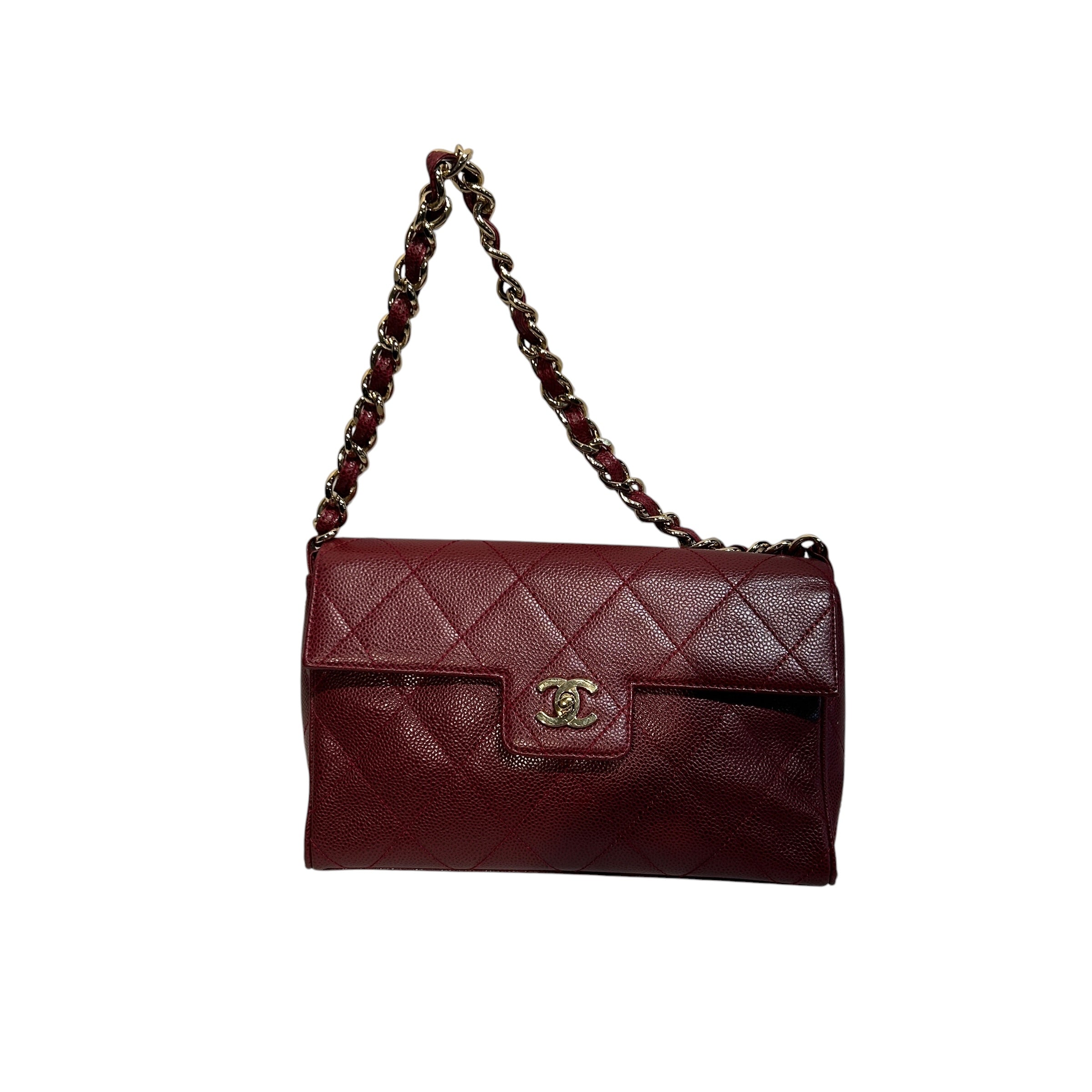 CHANEL/Hand Bag/Leather/RED/Caviar Flap Bag view 1