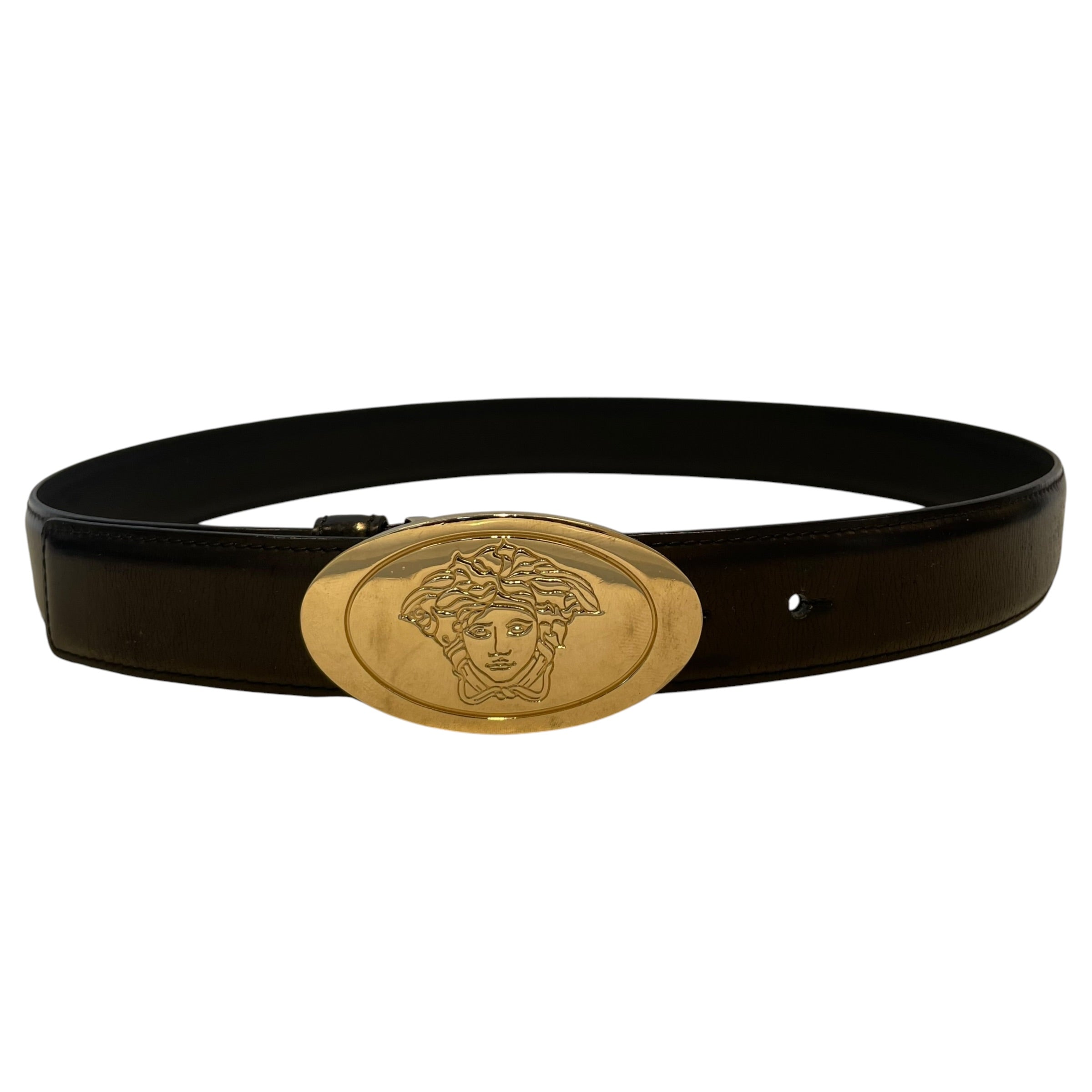 GIANNI VERSACE/Accessories/Leather/BLK/PLAIN BLK GLD OVAL BUCKLE view 1