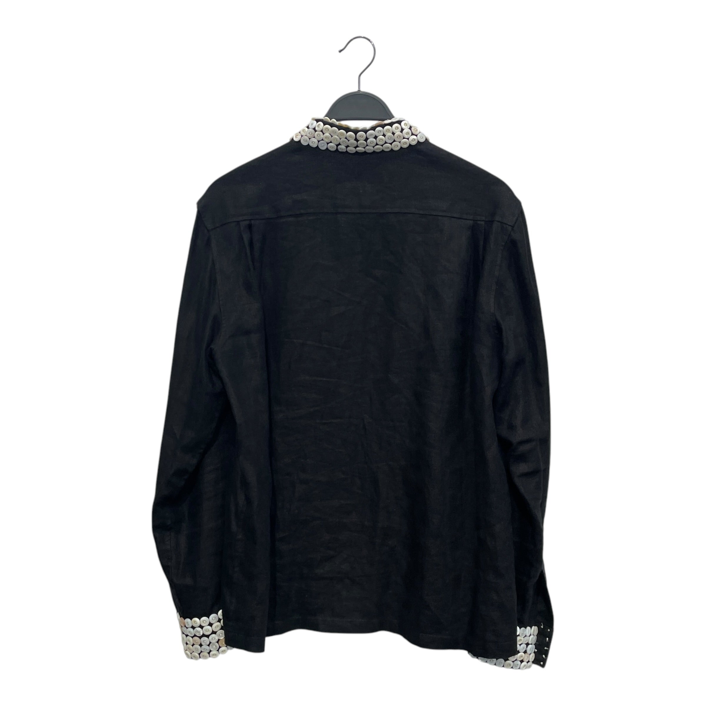 BODE/LS Shirt/L/XL/Linen/BLK/Graphic/ALL OVER BUTTONS "GOOD LUCK" view 2