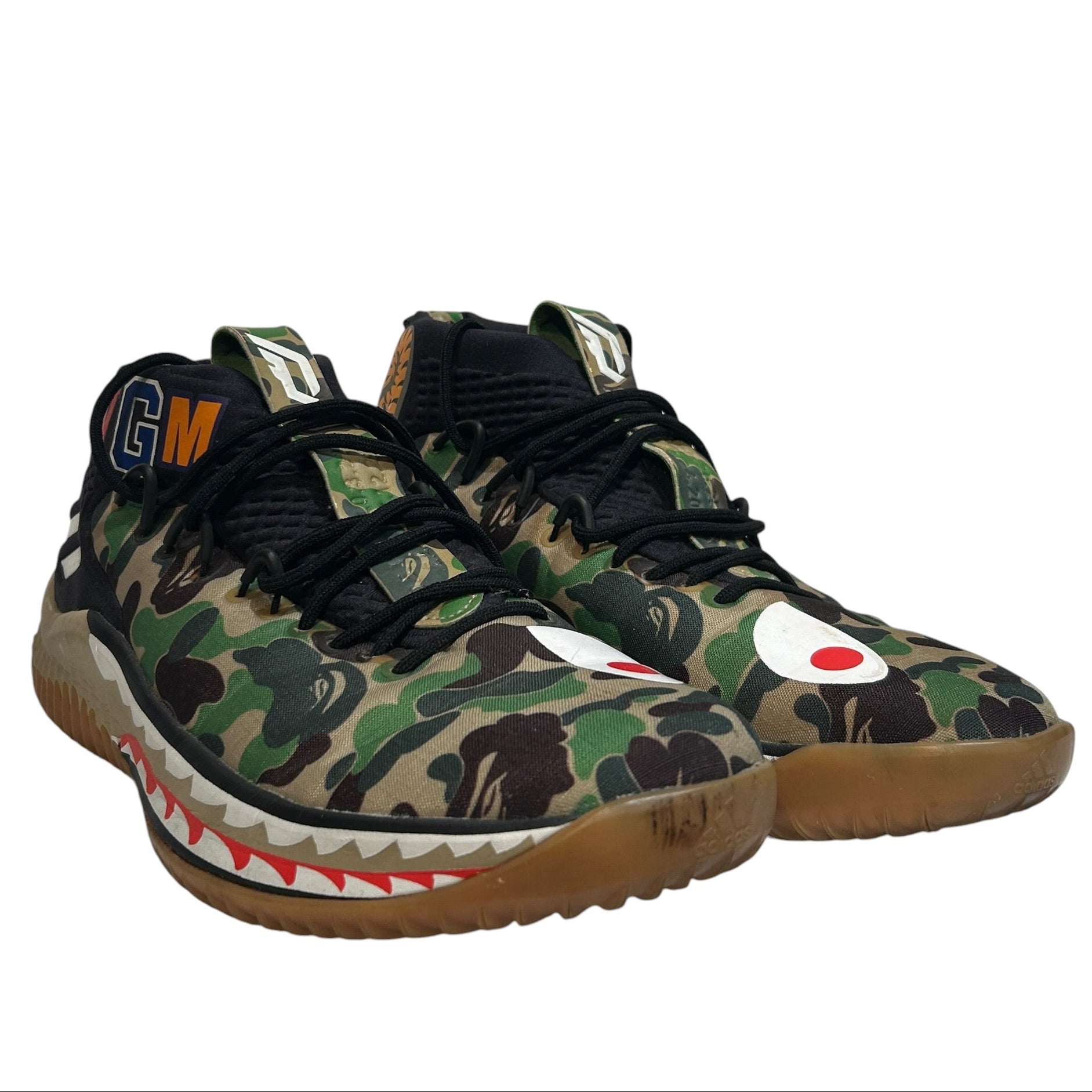 A BATHING APE/Low-Sneakers/US 9.5/Camouflage/GRN/Bape x Addidas Dame 4's view 1