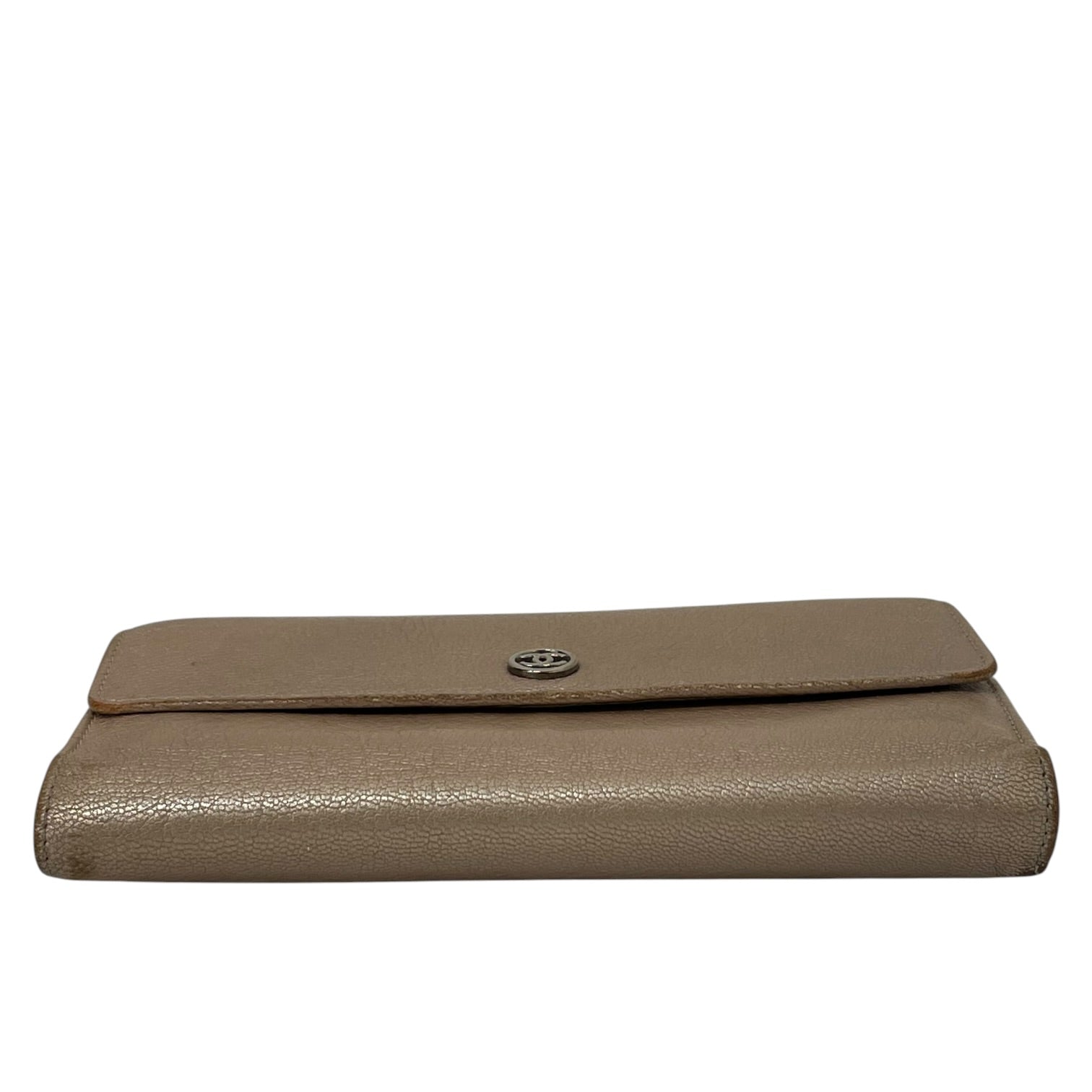 CHANEL/Long Wallet/Leather/GLD/L's/2007 metallic gold wallet view 4