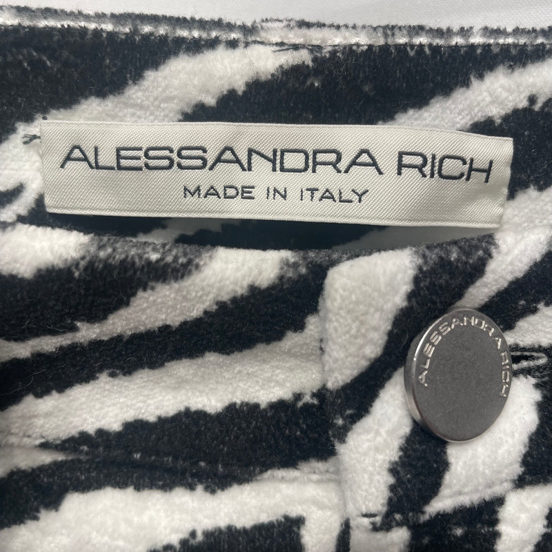 ALESSANDRA RICH ///Bootcut Pants/38/Animal Pattern/Cotton/WHT//W [Designers] Essentials/