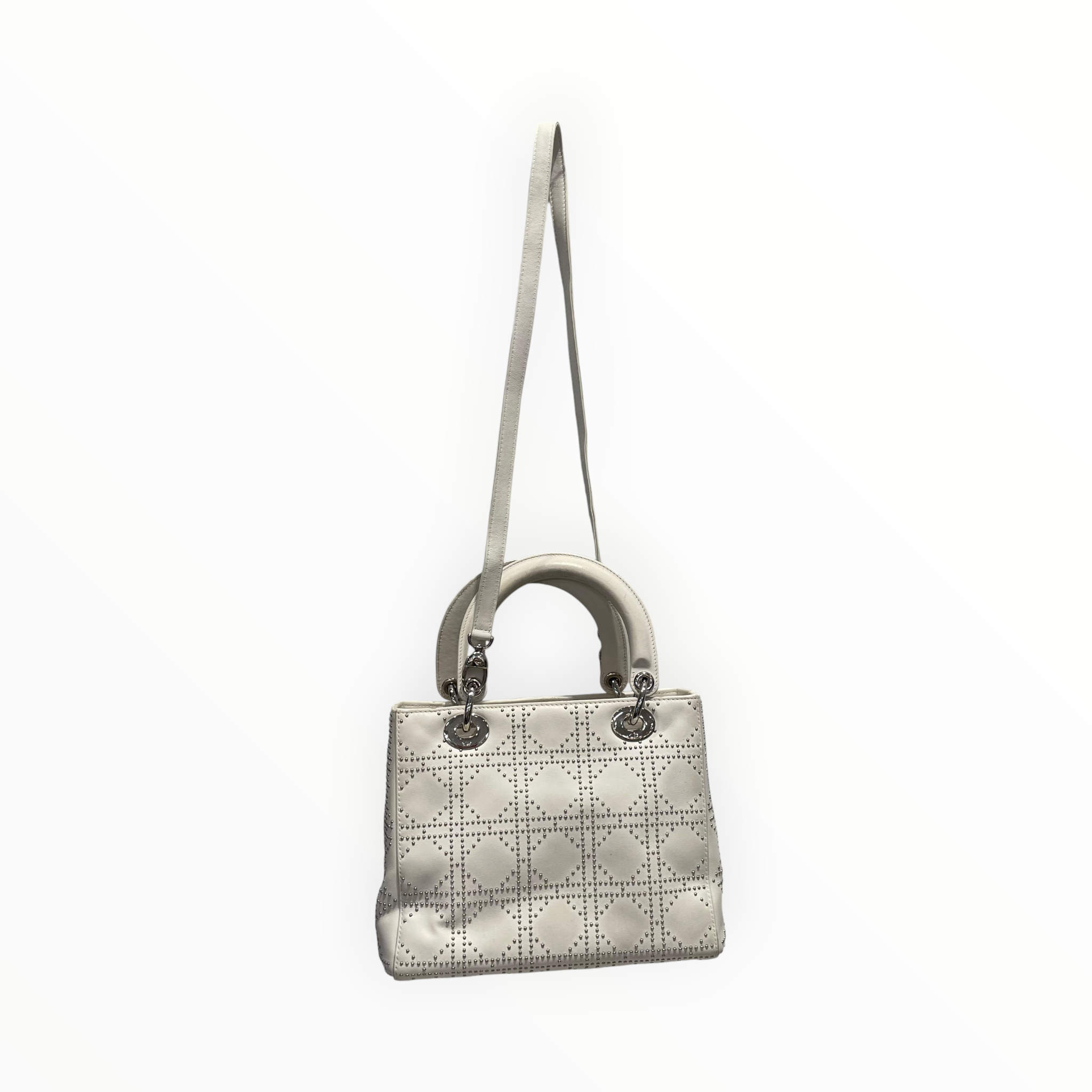 Christian Dior/Hand Bag/Leather/WHT/Cannage Lady Dior view 2