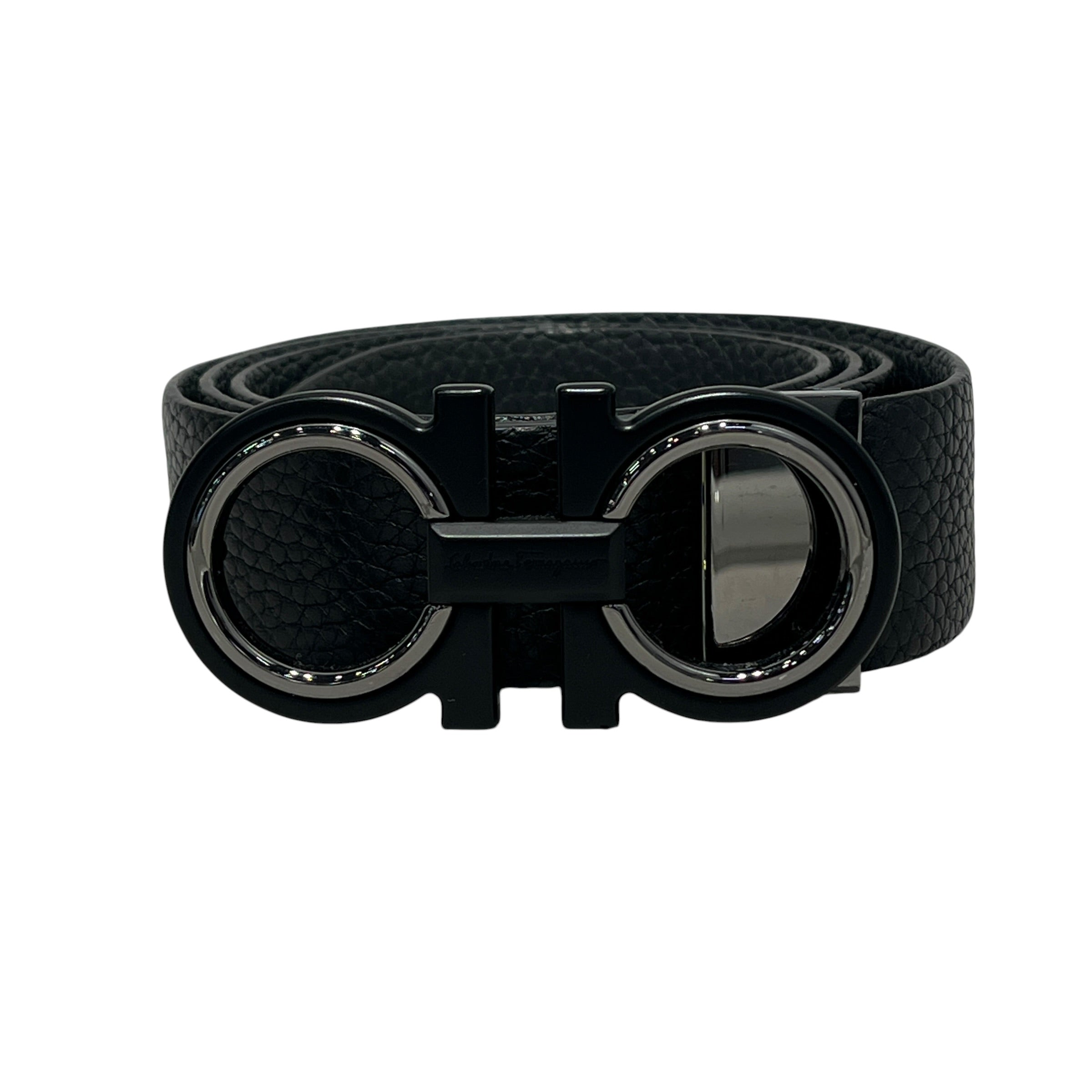 Salvatore Ferragamo/Belt/Leather/BLK/M's/PEBBLED LEATHER/GUNMETAL BUCKL view 1