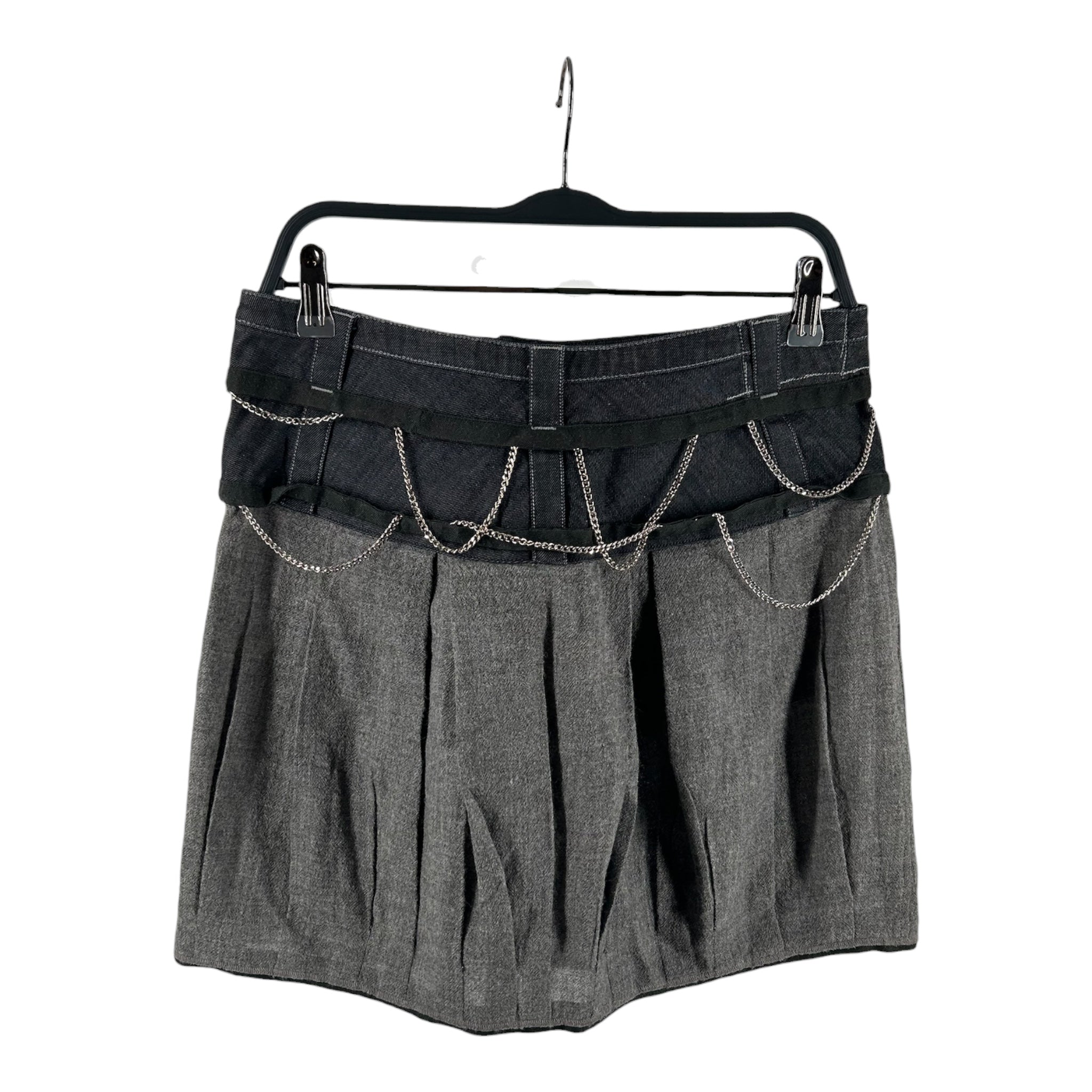 MARITHE FRANCOIS GIRBAUD/Skirt/M/Denim/GRY/DENIM WAIST WOOL BOTTOM CHAINS view 2