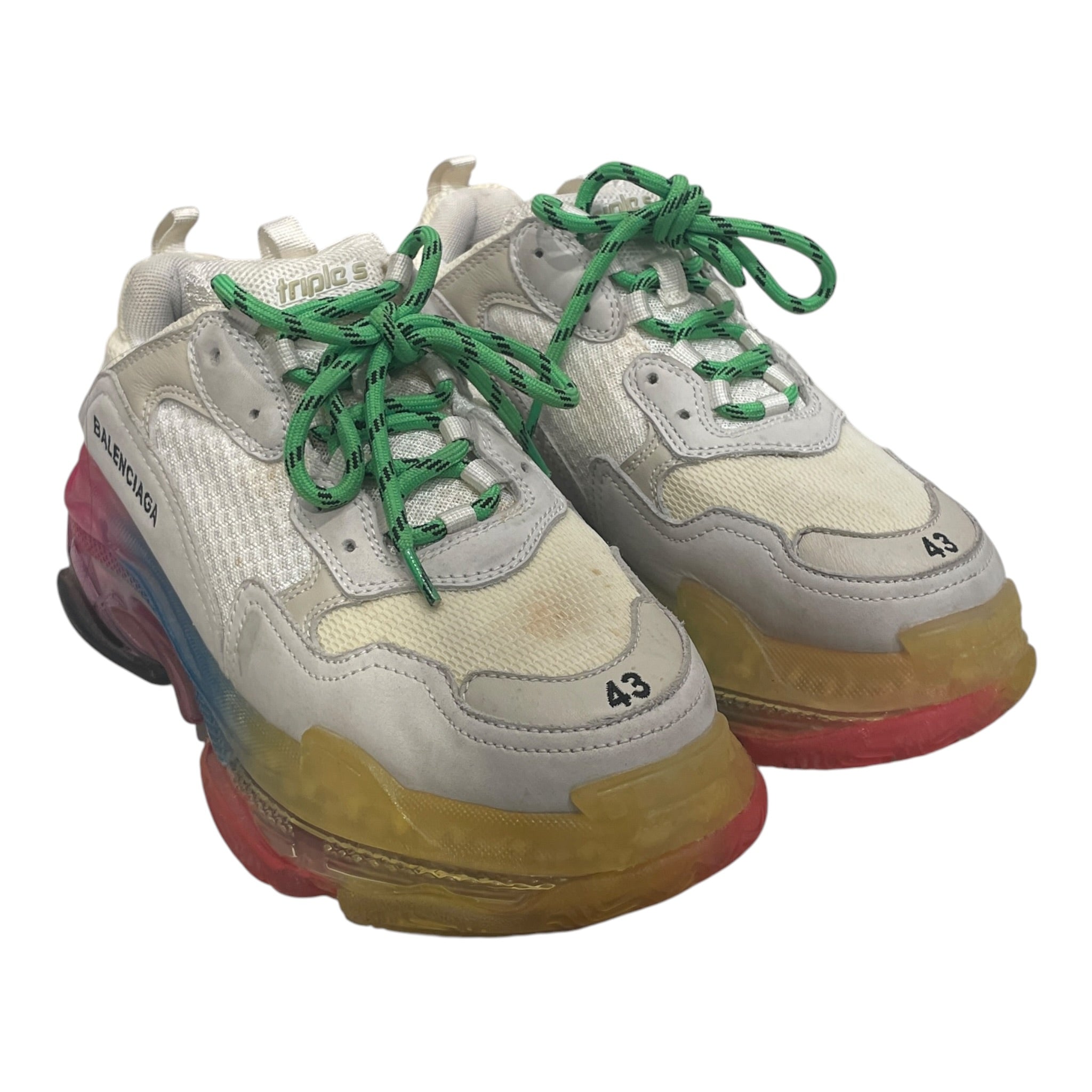 BALENCIAGA/Low-Sneakers/EU 43/Nylon/WHT/RAINBOW SOLE view 1