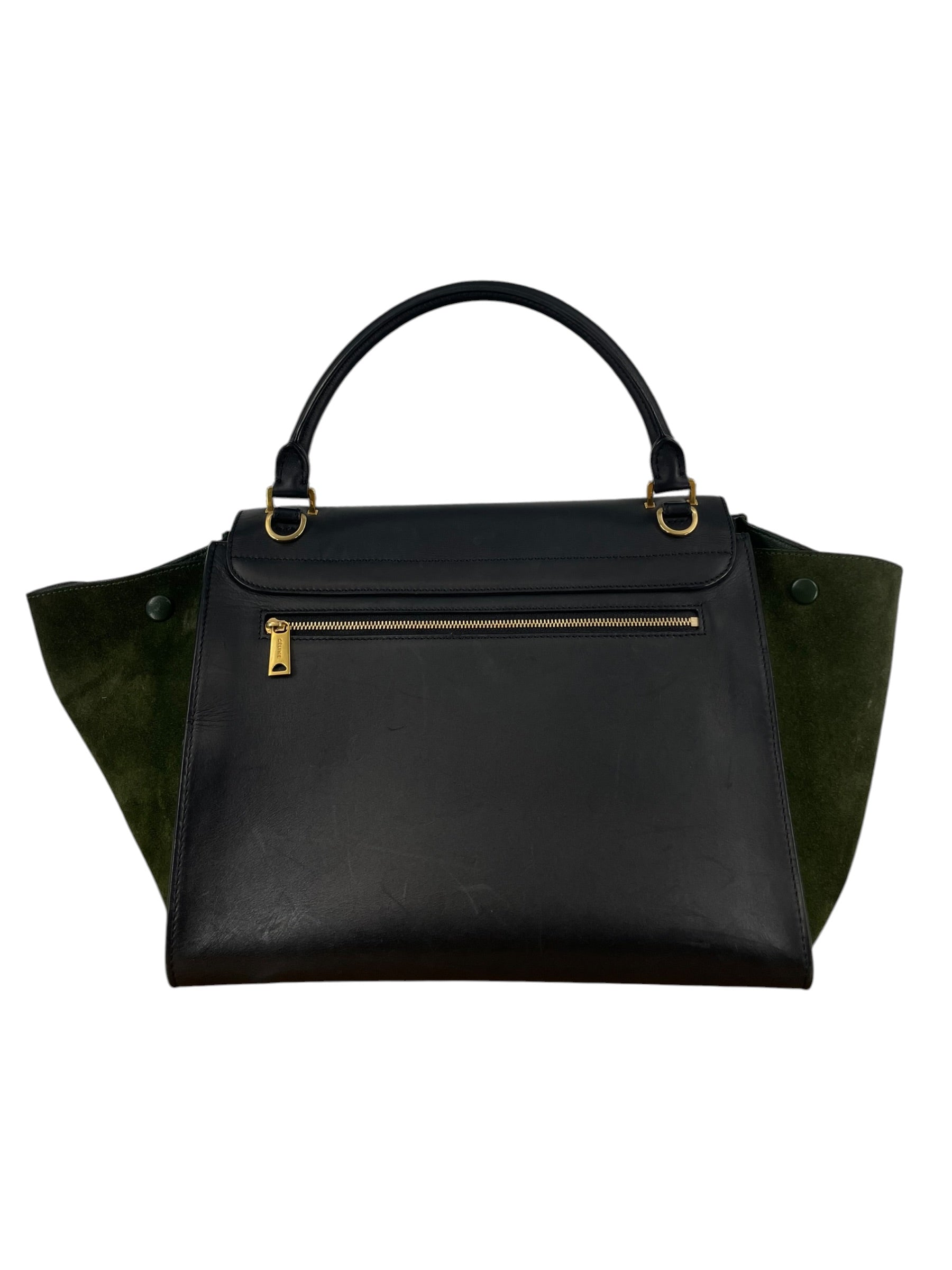CELINE/Bag/Leather/GRN/TRAPEZE BAG GREEN SUEDE LINING view 2