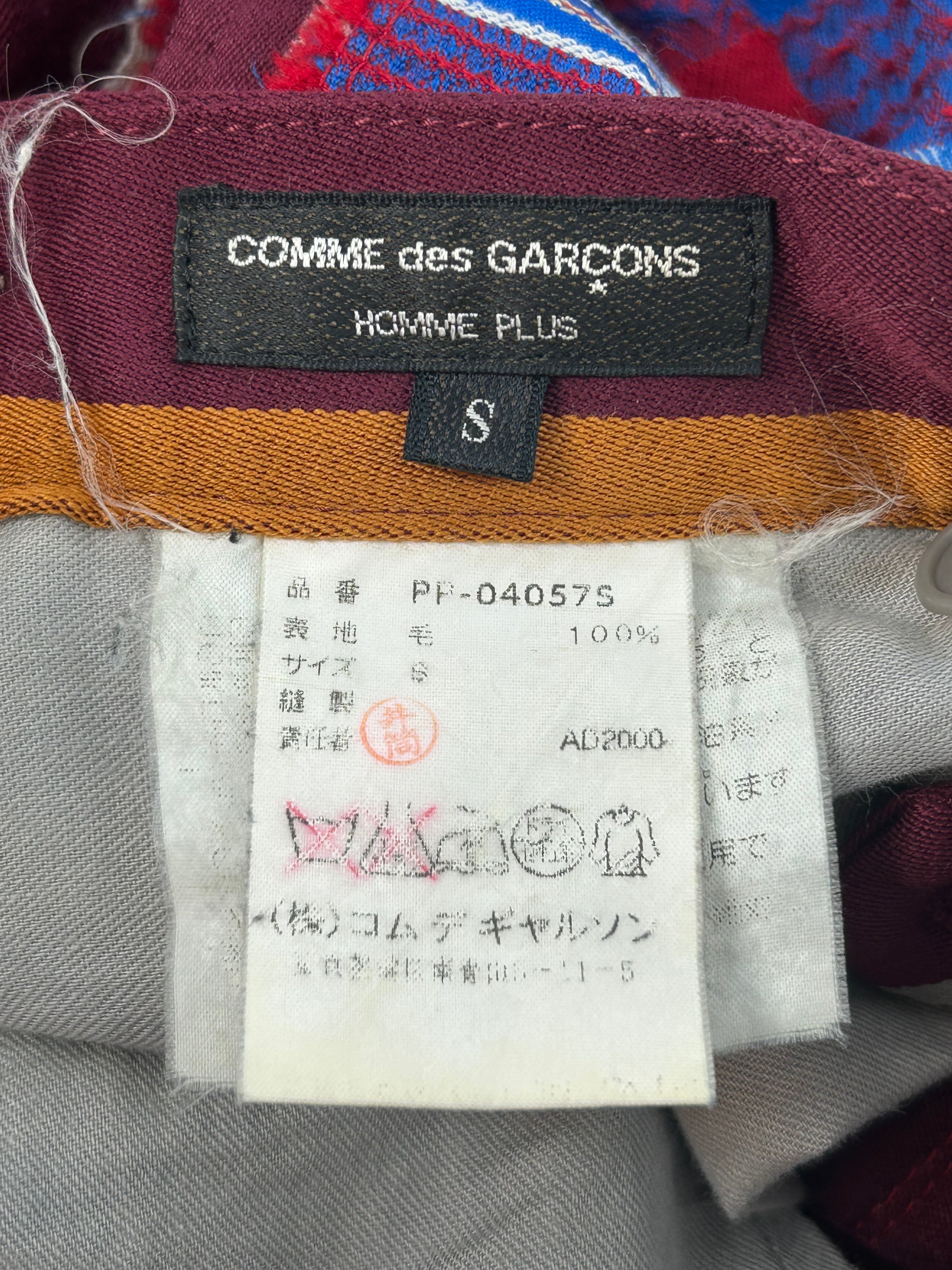 COMME des GARCONS HOMME PLUS/Straight Pants/S/Plaid/Wool/BRD/AD2000 PATCHWORK view 3