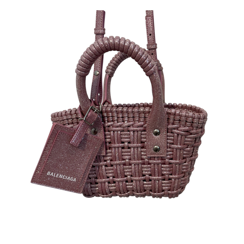 BALENCIAGA/Cross Body Bag/Glitter/PNK/XXS BISTRO BASKET