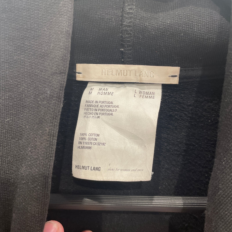 Helmut Lang/Hoodie/XL/Cotton/BLK/Pullover/BONDAGE HOODIE