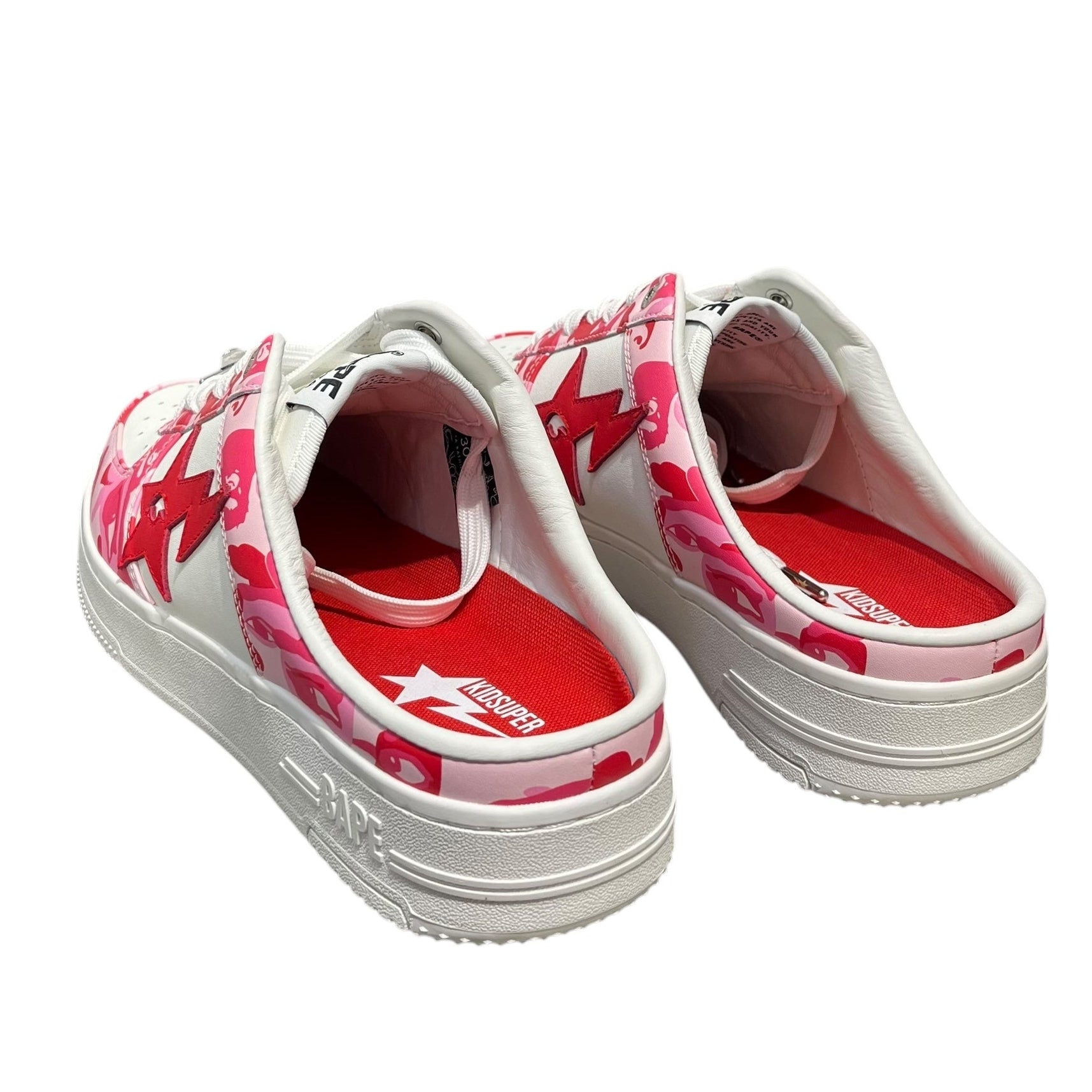 BAPE STA!/KIDSUPER STUDIOS/Low-Sneakers/US 12/All Over Print/Faux Leather/WHT/Slip-on/MULE- view 2