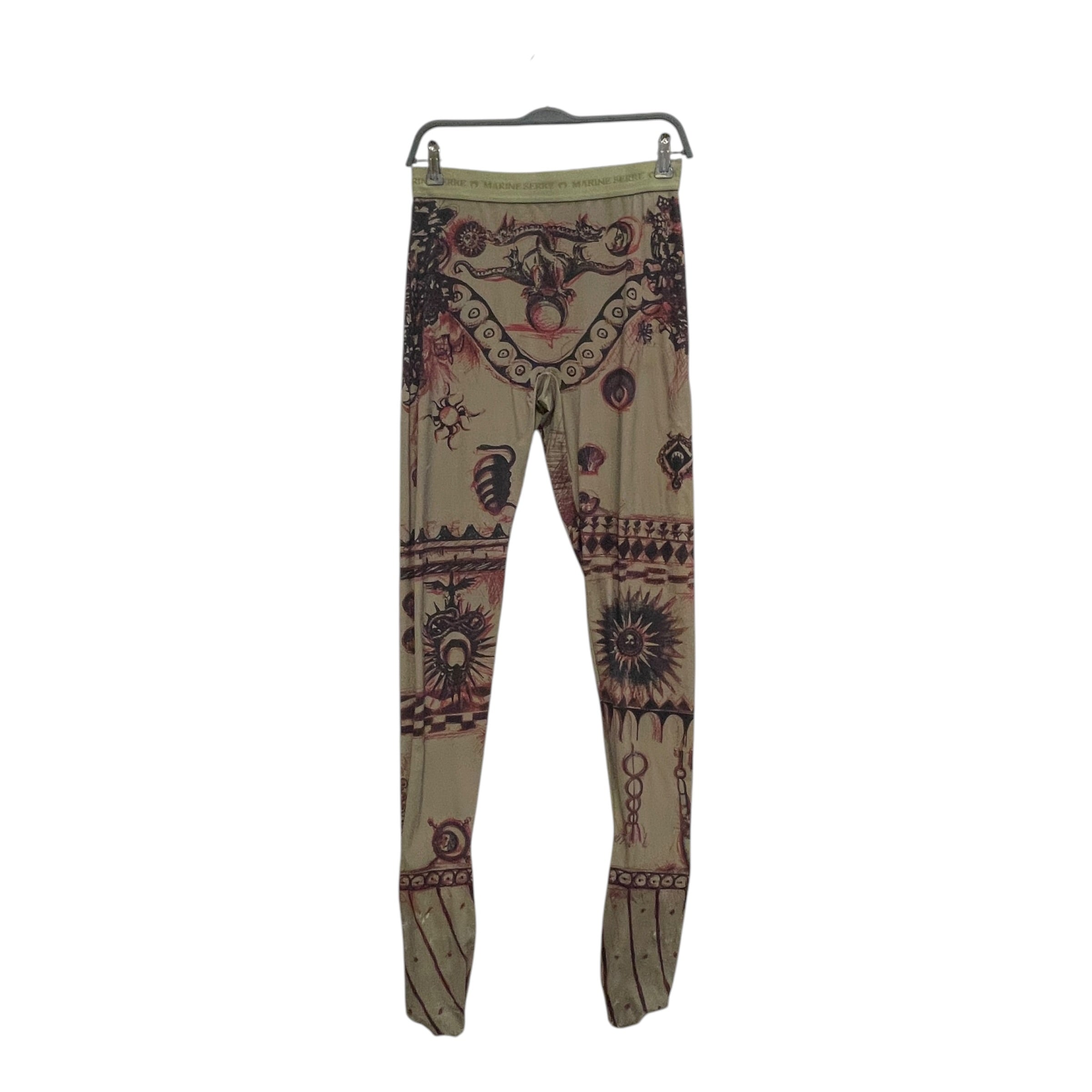 MARINE SERRE/Bottoms/L/All Over Print/Polyester/GRN/leggings/RED TATTOO PRINT view 1